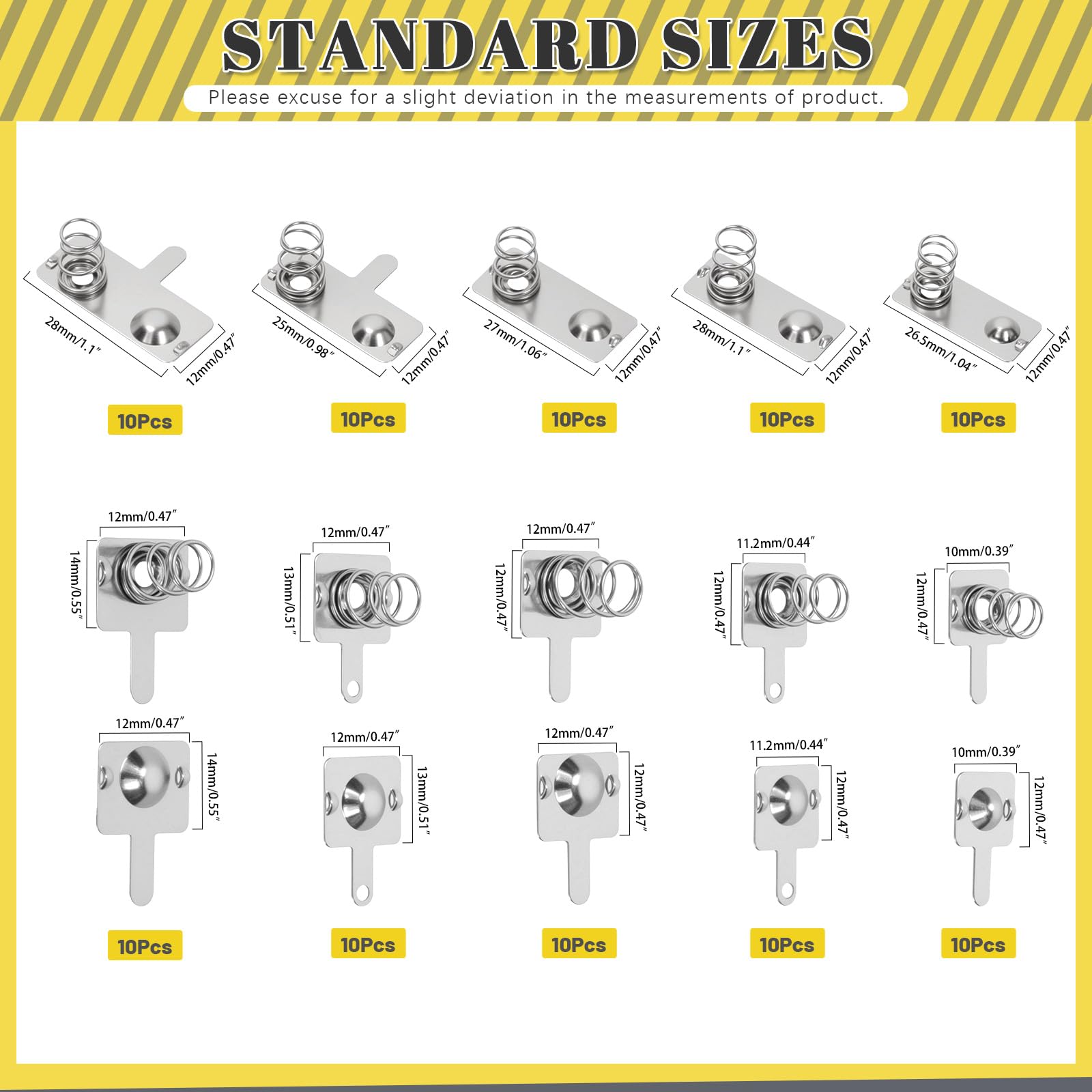 Mardatt 100Pcs Battery Springs AA, Battery Negative and Positive Nickle Plated Conversion Spring Contact Plate for Remote Control Battery Charger