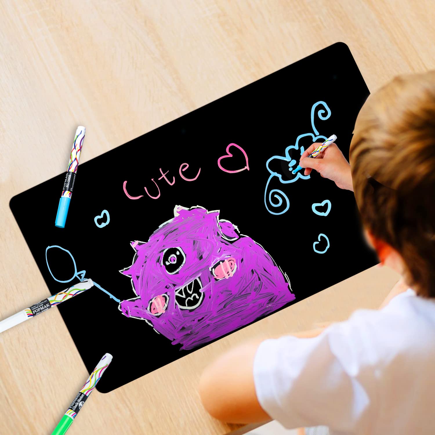 ANLIOTE Magnetic Dry Erase Board Fridge Black Board Sheet 17"x11", Easy to Write and Wipe Refrigerator Chalkboard, Flexible Magnet Whiteboard for Home Kitchen Organizer Grocery List, 3 Chalk Markers