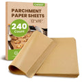 CAREGY 240Pcs Unbleached Parchment Paper Sheets, 12 x 16 Inch,Precut Non-Stick Parchment Paper for Baking,Cooking, Grilling, Air Fryer and Steaming,Fit for Half Sheet Pans