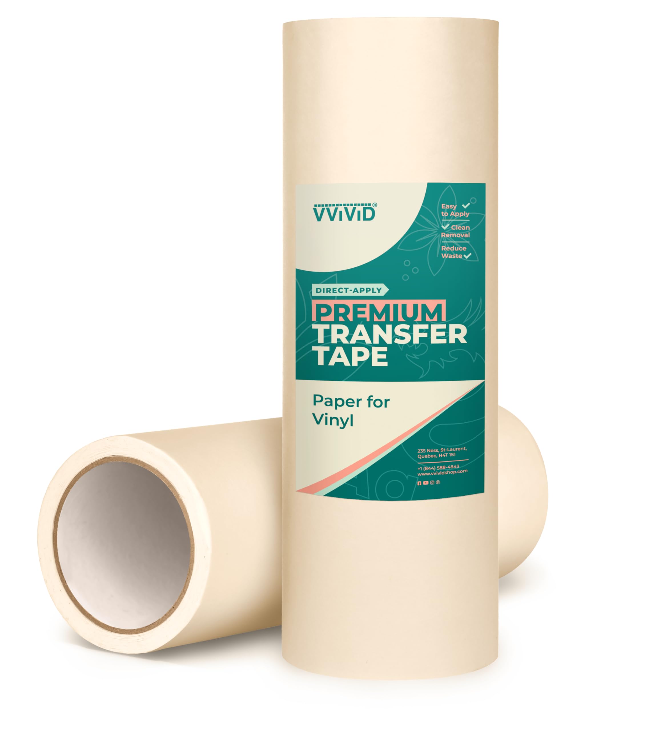 VViViD Premium Direct-Apply Medium-High Tack Transfer Tape for Crafting Vinyl, 12” x 100’ Easy-Apply Paper for Cricut, Sillhouette, Decals and Lettering