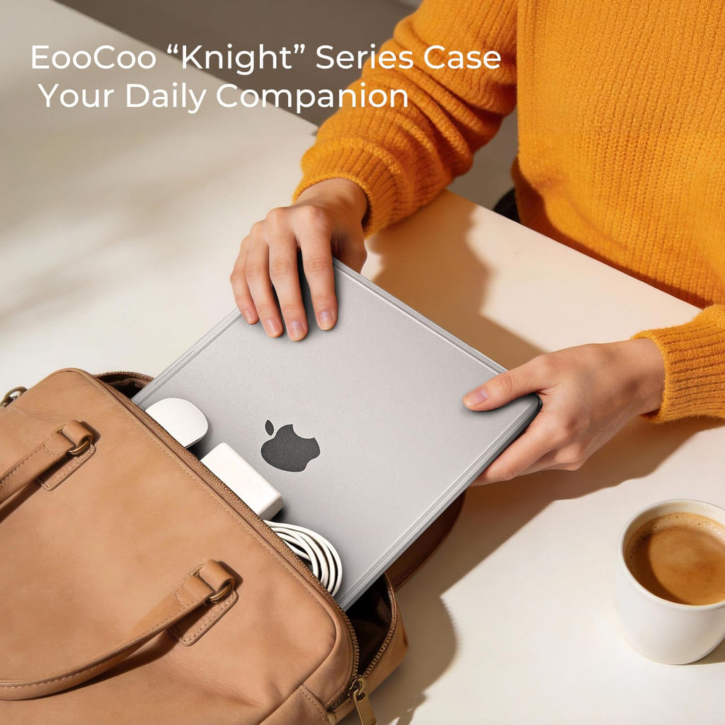 EooCoo Reinforced Corner Knight Case for MacBook Air 13 inch M5 M4 M3 M2, Snug Fit, Scratch Resistant Anti-Slip Matte Finish, Full Protective Laptop Cover 13.6 inch, Clear