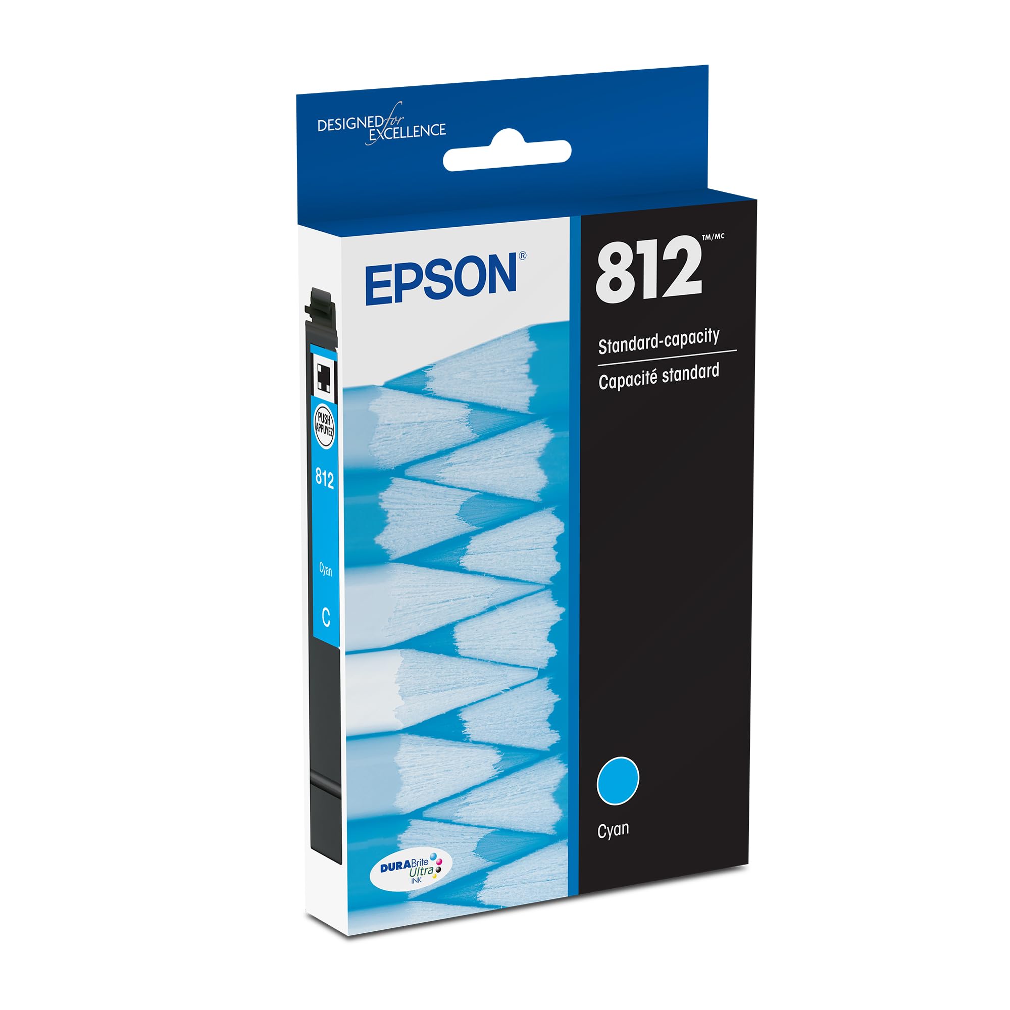 Epson 812 DURABrite Ultra Ink Standard Capacity Cyan Cartridge (T812220-S) Works with Workforce Pro WF-7310, 7820, 7840, EC-C7000
