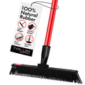 Tyroler Japanese Silicone Broom | 30cm Head | 140cm Aluminium Anti-Rust 4-Part Handle | Perfect Pet Hair Removal Broom for Patio, Hardwood Floors, Carpet Rake, Decks (Black - Rubber)