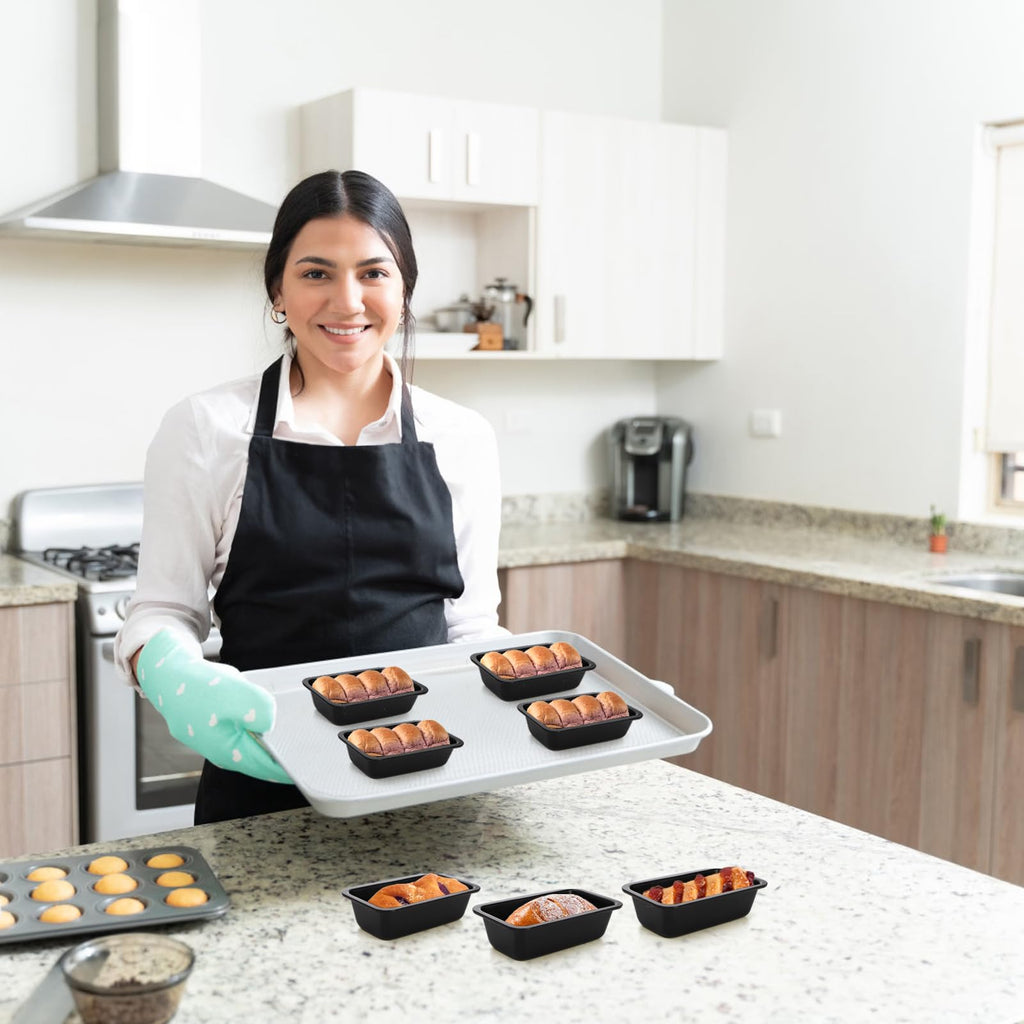 Lawei 6 Piece Non-Stick Mini Loaf Pan - 3.5 x 6 Inch Carbon Steel Bread and Toast Mold, Little Bakeware Pans for Banana Bread, Small Cakes and Individual Meatloafs