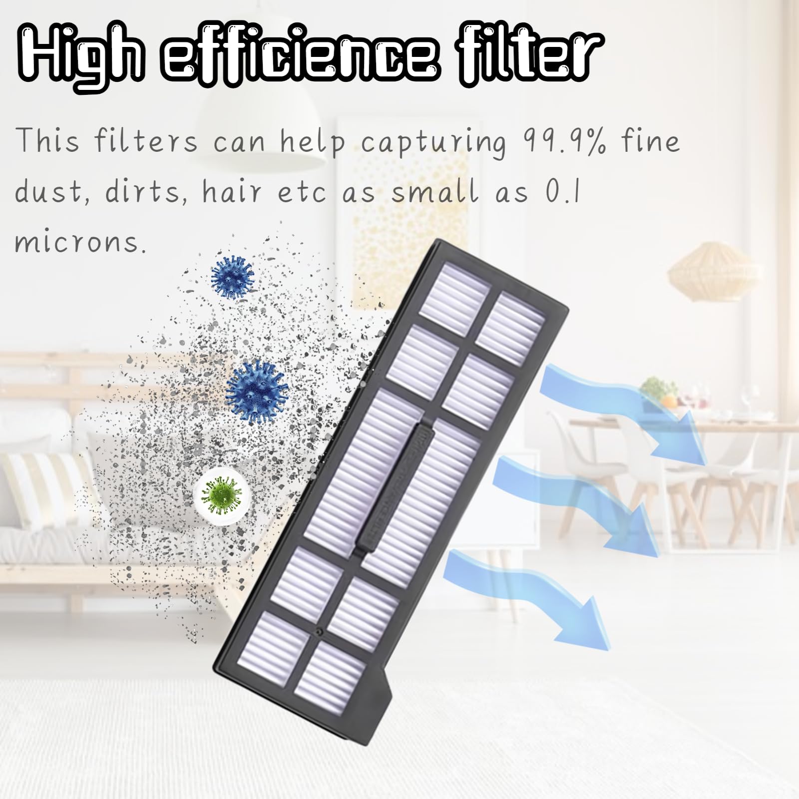 Replacement Parts for Eufy X10 Pro Omni Vacuum Cleaner Accessories Kit, 1 Main Brush, 2 Hepa Filters, 4 Dust Bags, 4 Mop Pads, 4 Side Brushes