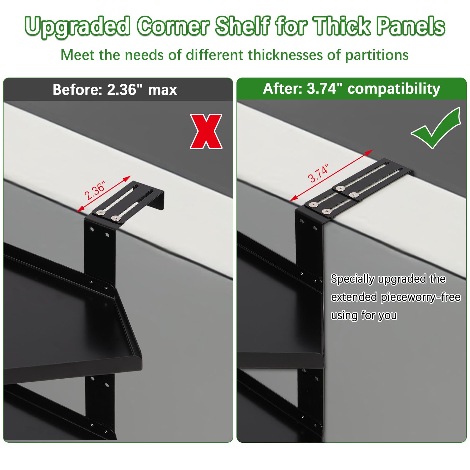 Olpchee Office Cubicle Shelf, Cubicle Storage, Shelf Organizer Accessories, Height Adjustable Hanging Corner Shelf with Adjustable Hooks (Black, Double Layer)