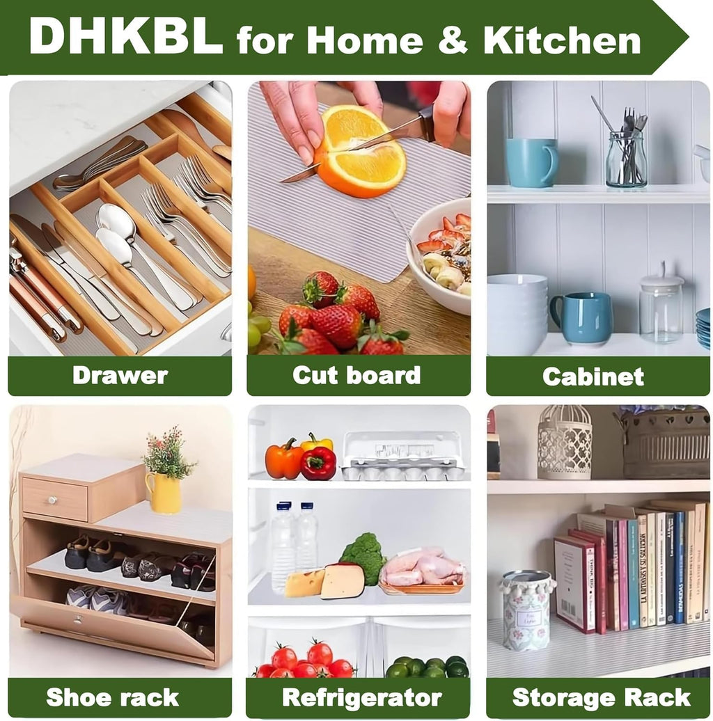 Non Adhesive Drawers Shelf Liner, 16 Inch x 240 Inch Non-Slip Cabinet Liner, Washable Oil-Proof for Kitchen Cabinet, Shelves, Refrigerator, Storage, Desks (Clear 1 Roll, 41W x 610L cm)