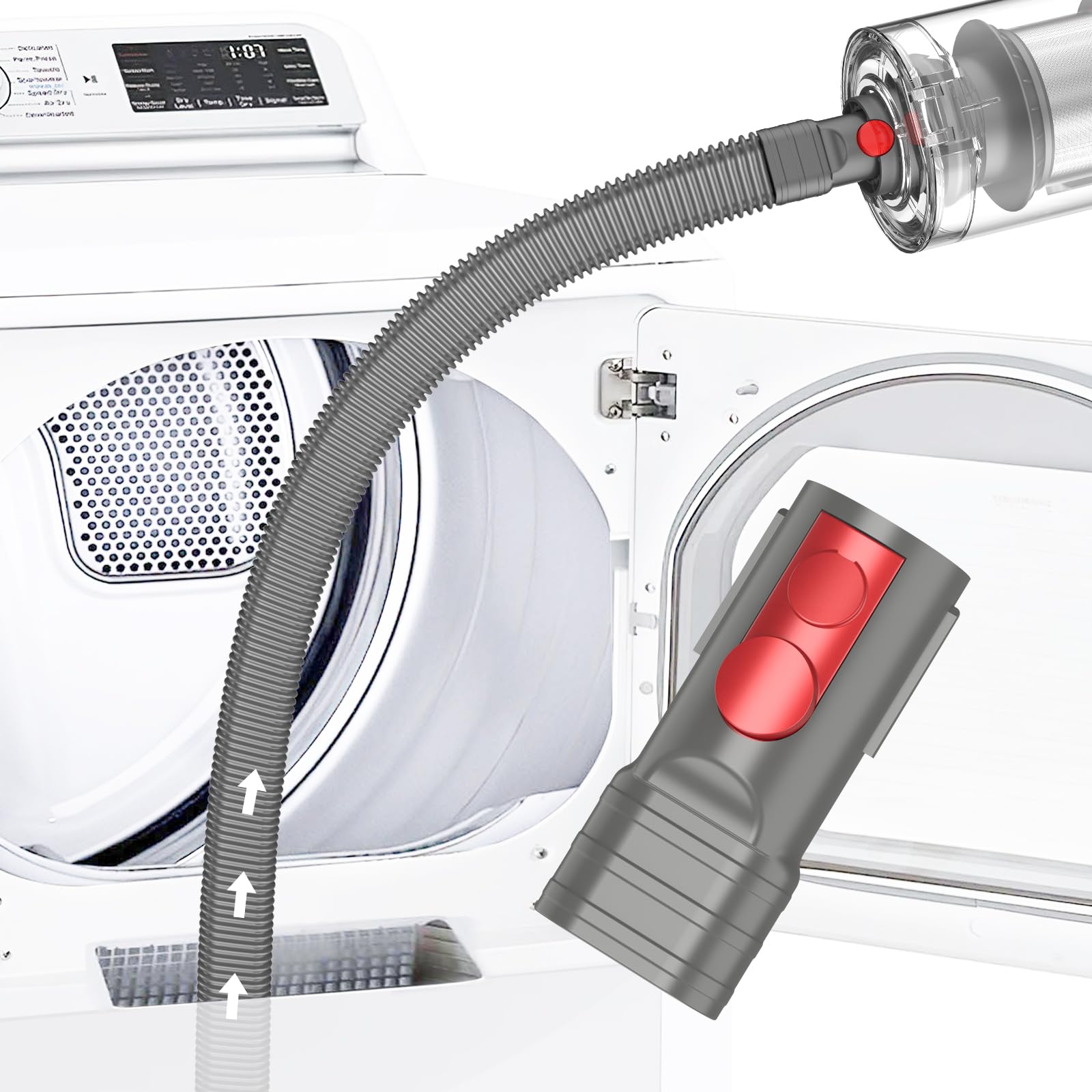 Sealegend Dryer Vent Cleaning Kit Compatible with Dyson Dryer Lint Vacuum Hose Attachment Removes Deep Lint Adapter Compatible with Dyson V7 V8 V10 V11 V15 etc Cordless Vacuum Cleaner, Grey