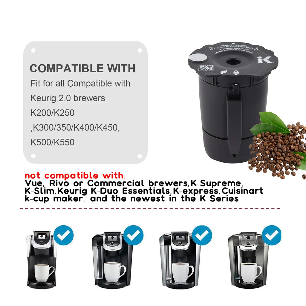 Ketofa My K Cup Reusable Coffee Filter,Compatible with Keurig 2.0 K200,K250, K300, K350, K360, K400, K450, K460, K475, K500, K550, K560, K575,K750,Refillable Coffee Pod for Keurig Brewers (Pack of 3)