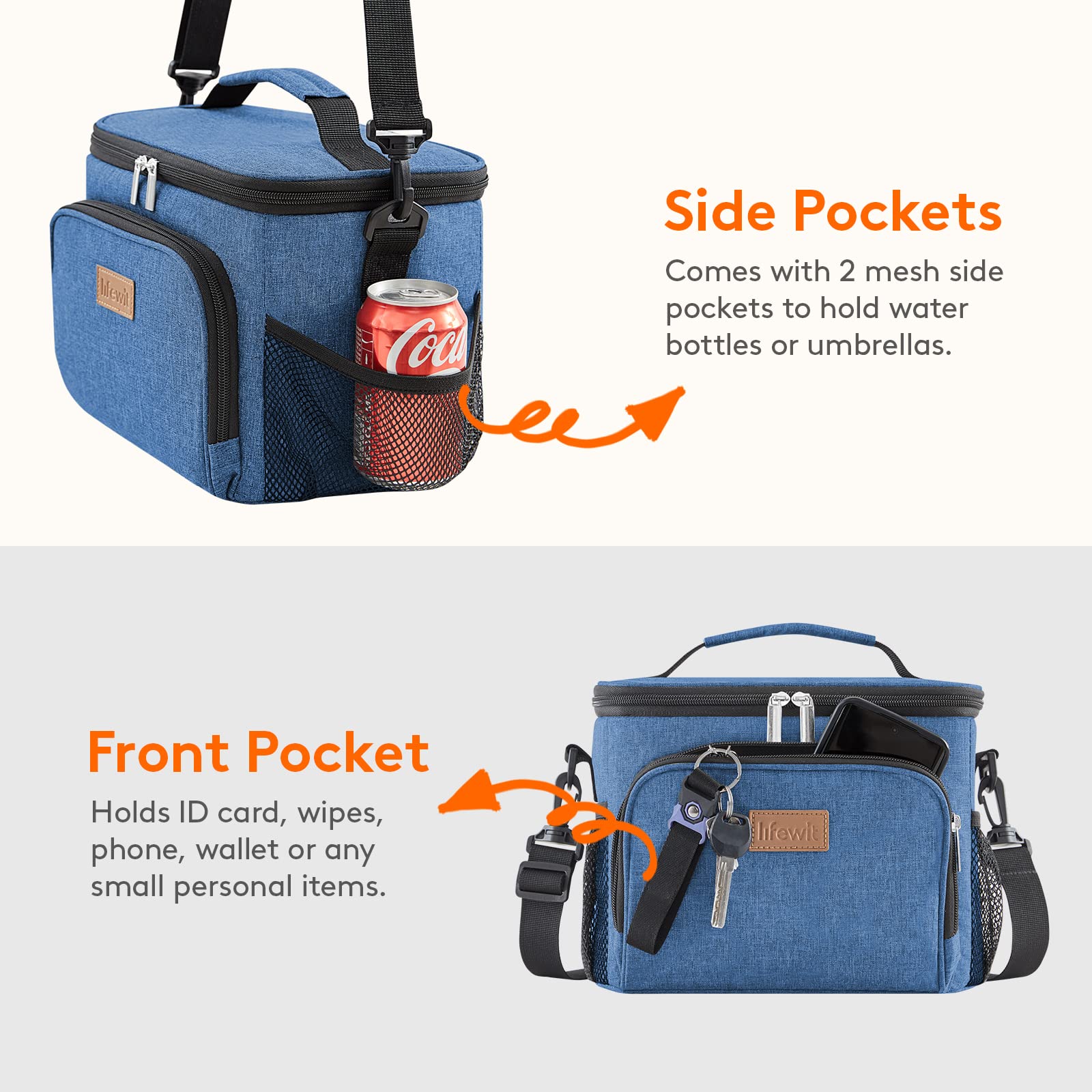 Lifewit Insulated Lunch Bag for Men, Reusable Lunch Box Women, Portable Cooler Freezable Soft Tote Bag Leakproof with Adjustable Shoulder Strap for Adult for Work/Picnic, Dark Blue 9L