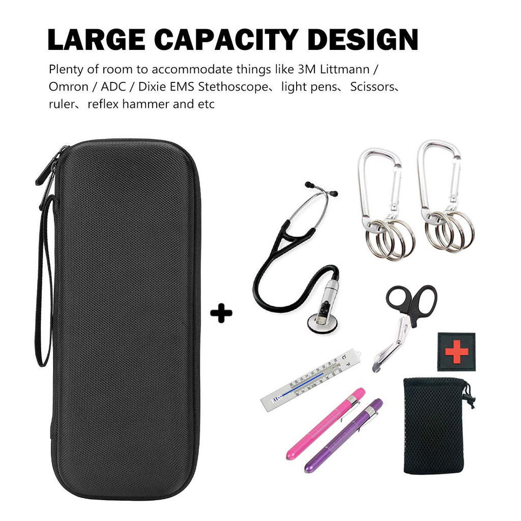 ProCase Hard EVA Stethoscope Case, Shockproof EVA Travel Carrying Case Storage Bag for 3M Littmann/Omron/ADC/Dixie EMS Stethoscope, with Extra Mesh Pockets for Small Accessories -Black