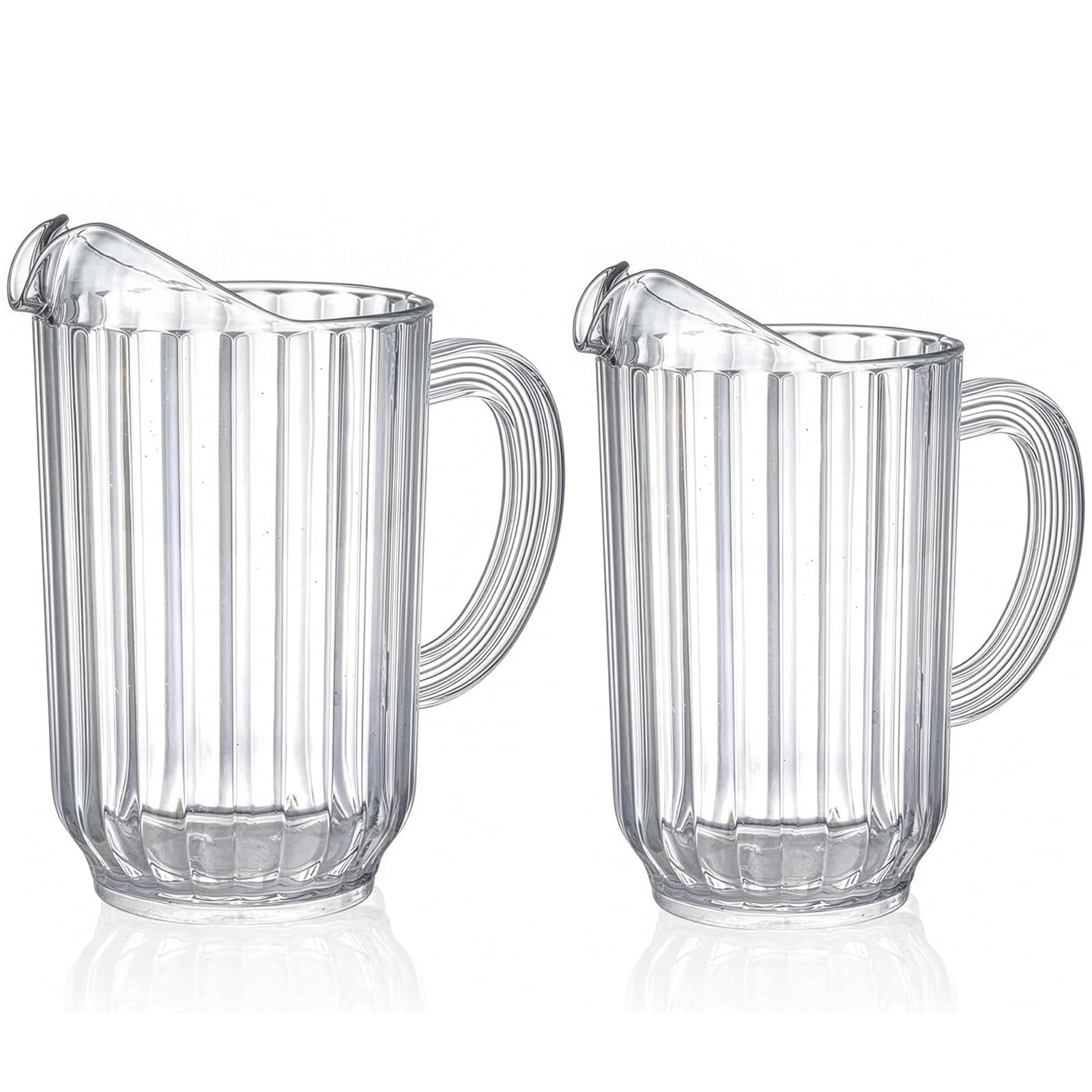 Cedilis Set of 2 Plastic Pitcher, Clear Beer Pitcher with Spout, 60 and 47 Ounce Durable Restaurant Pitcher, Water Carafe Jug for Parties, Beverage Pitcher for Soda, Lemonade, Juice, or Sangria