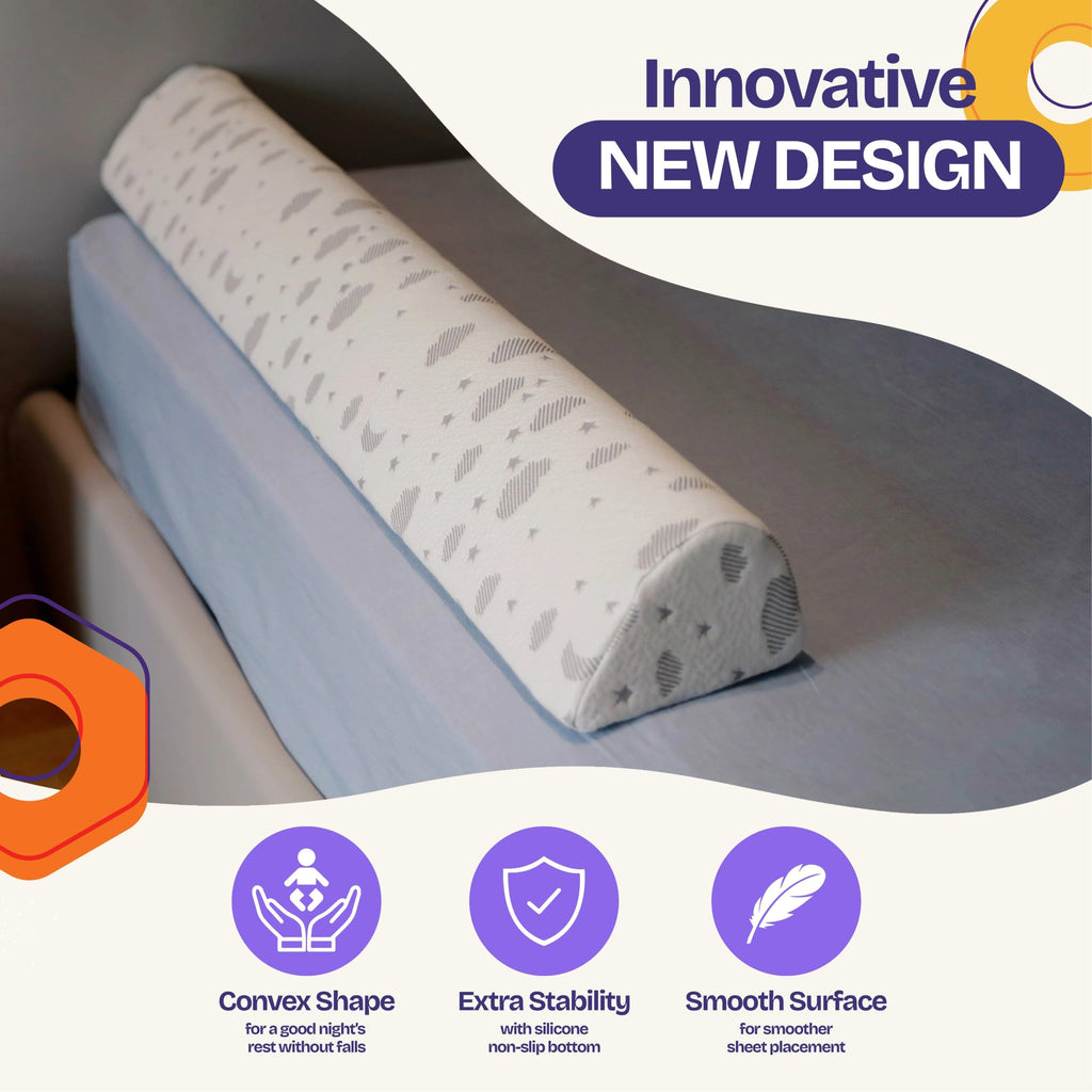 ComfyBumpy Bed Bumper for Toddlers 52" x 5" – Foam Rail Guard with Non-Slip Stability | Safer & More Secure Convex Design | Fits Twin, Full, Queen & King Mattresses