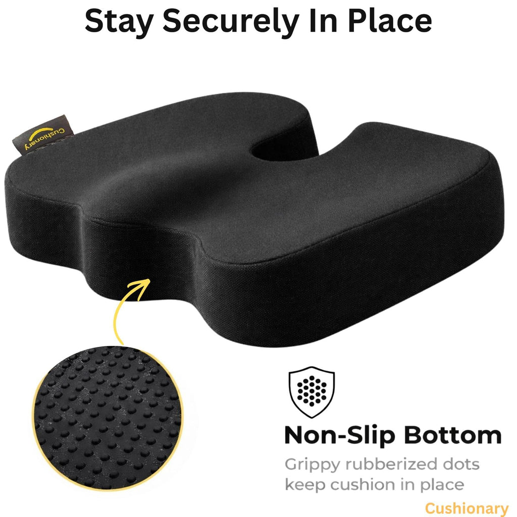 Memory Foam Orthopedic Seat Cushion for Tailbone Pain Relief – Ergonomic Coccyx Support Cushion for Office Chair, Car Seat, Wheelchair & Gaming Chair – Non-Slip Bottom & Machine-Washable Cover