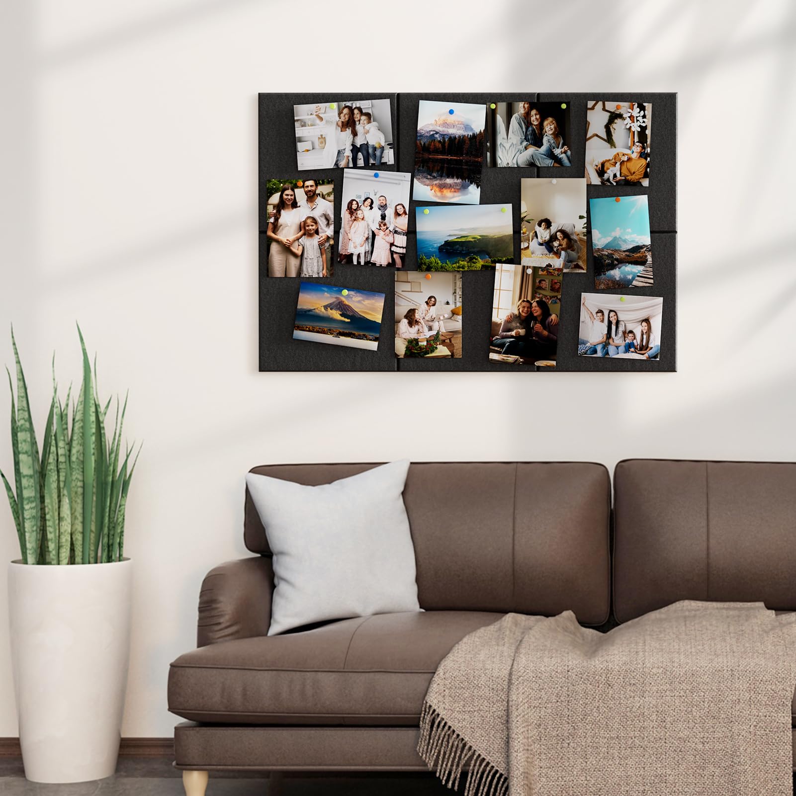 MaxGear Large Cork Board for Wall 36" x 24", Black Bulletin Board, 6 Pack Felt Wall Tiles with Pushpins, Cork Boards for Office Push Pin Board Tack Felt Board