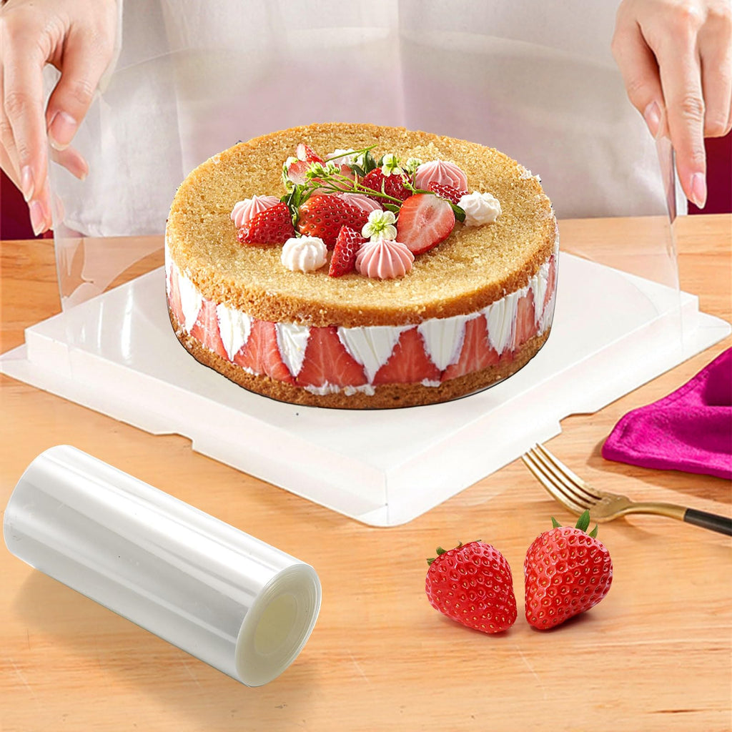 YOUEON Cake Collars Acetate Roll almost 4/4.7/6/8 x 394 Inch, Clear Cake Acetate Sheets Cake Strips for Chocolate, Mousse Baking, Transparent Surrounding Edge Cake Decorating