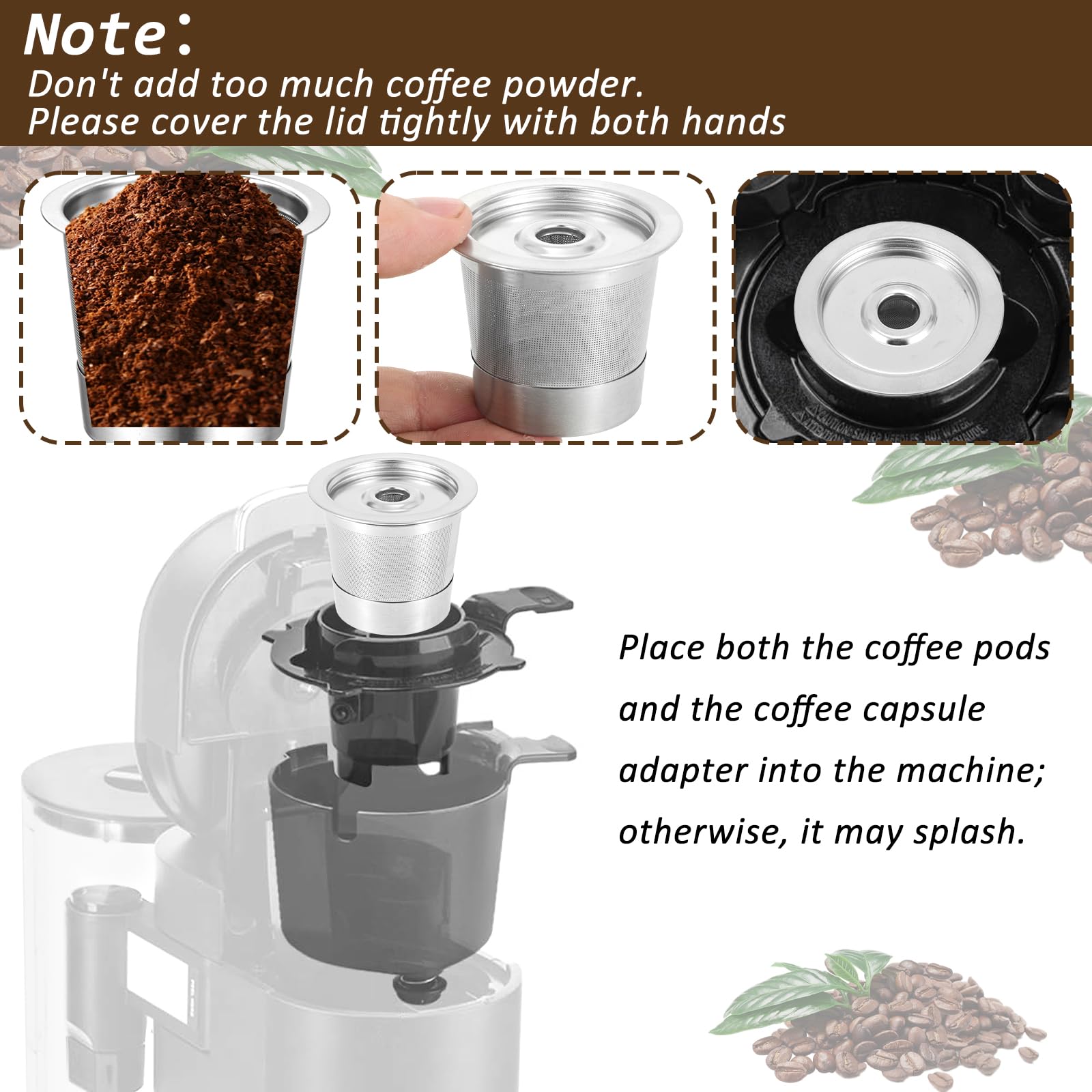 2Pack Reusable K Cups and Coffee Pods with Mesh for Ninja PB051 & CFP101/PB041, 304 Stainless Steel Reusable K Pod Permanent K Cups Compatible with Ninja Coffee Maker Accessories