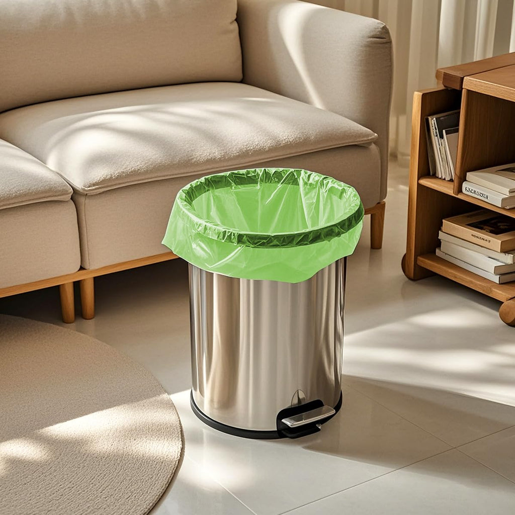 Expspru 4 Gallon Small Garbage Bags 15L Biodegradable Trash Bags - Heavy Duty Compostable Bags for Bathroom, Office, Bedroom, Kitchen, Durable & Leak-Proof, 120 Count Green