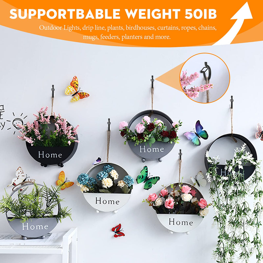 50 Set Q-Hanger Hooks for Outdoor String Lights, GIPTIME Ceiling Hook Screw Christmas Rope Light Clips, Fairy Lights Plants Wind Chimes Decoration Hanging Safety Buckle Design, Include Wing Nut Driver