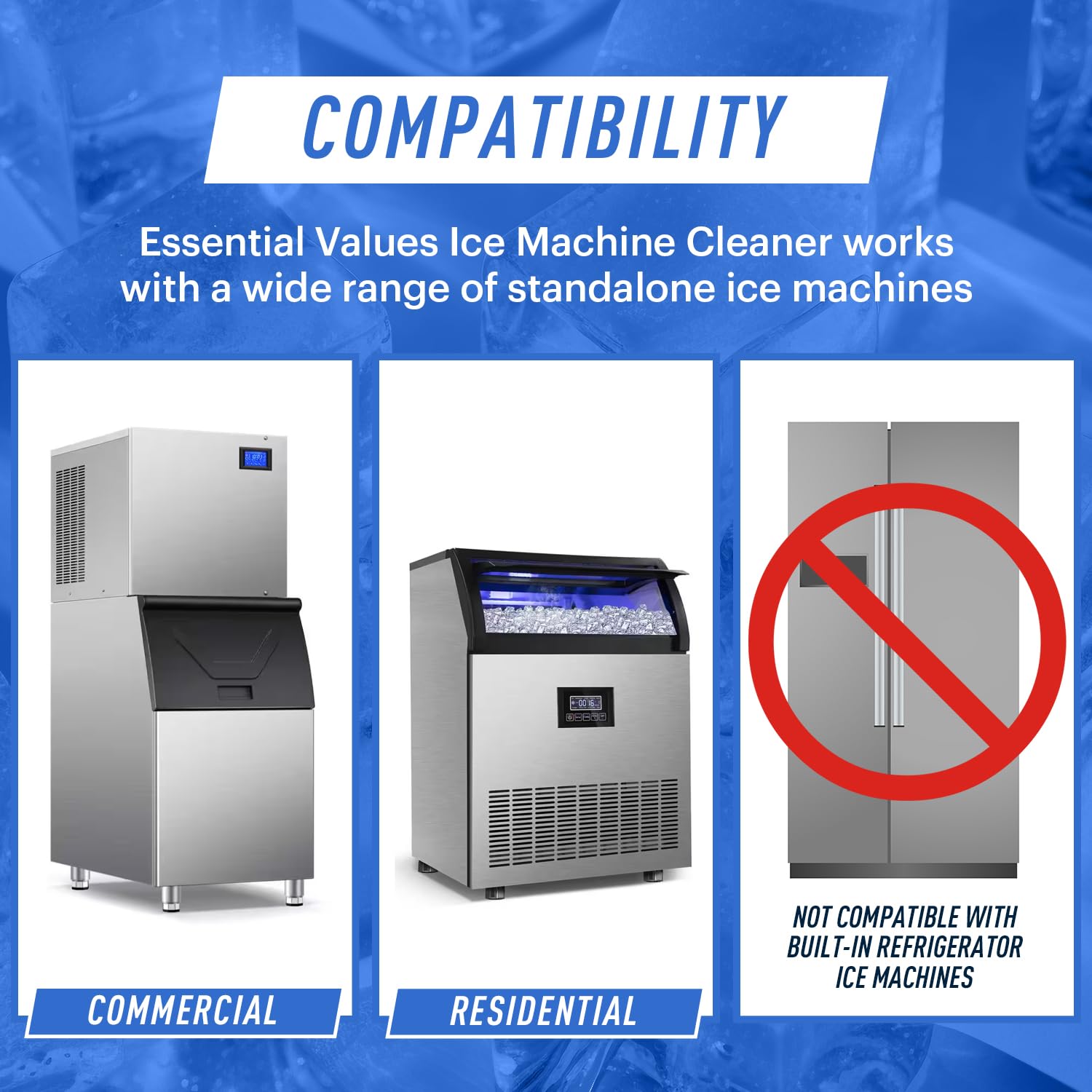 Essential Values 2-Pack Ice Machine Cleaner and Descaler 16 fl oz, Nickel Safe Descaler | Ice Maker Cleaner Compatible with All Major Brands (Scotsman, KitchenAid) Manufactured in USA