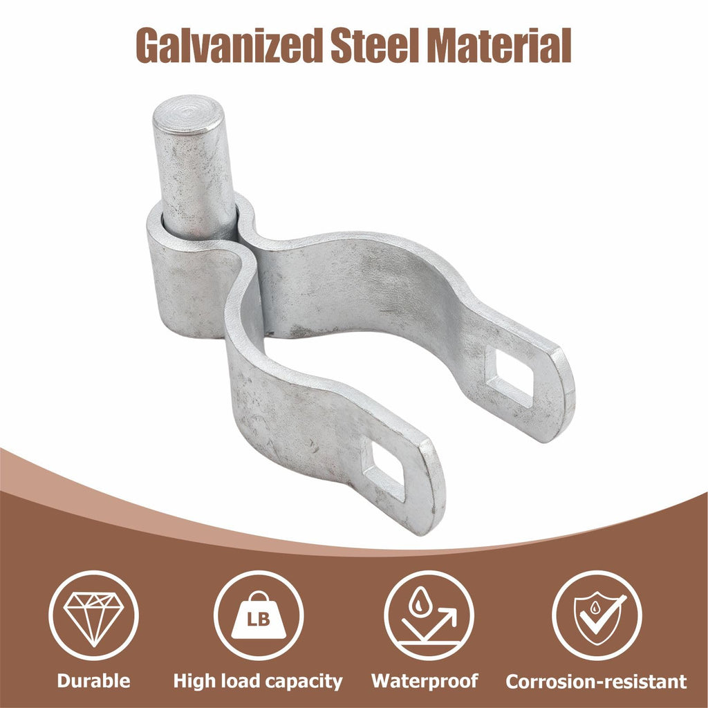 Chain Link Fence Gate Post Hinges - Heavy Duty Galvanized Steel, Corrosion-Resistant Outdoor Gate Hardware with Bolt & Nut, 1Pack (2-3/8")