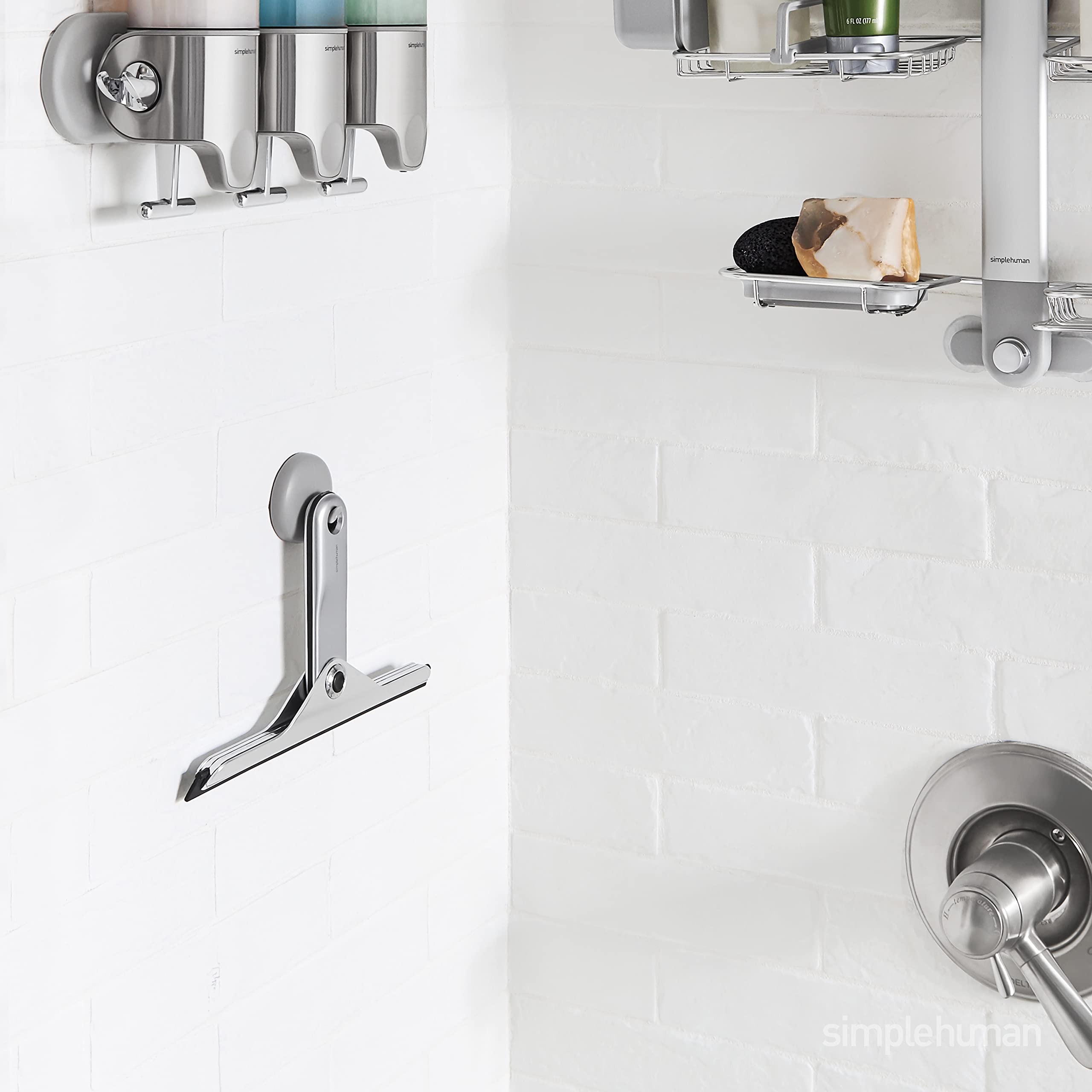 simplehuman Foldaway Shower Squeegee, Die-Cast Zinc and Anodized Aluminum