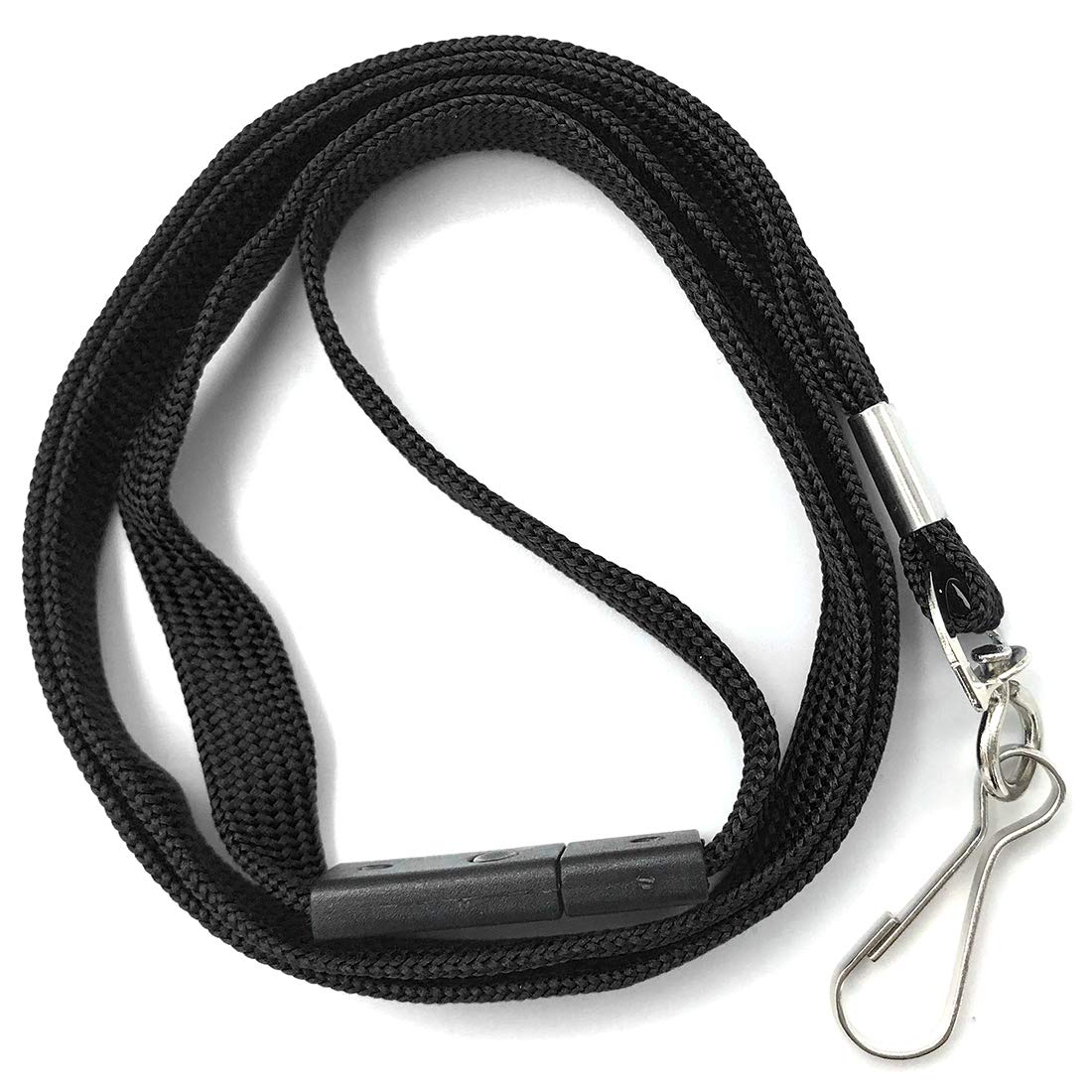 Bird Fiy Lanyards Safety Black Lanyards Neck Flat Premium Breakaway Badge Lanyard with J-Hook for ID Nametag Badge Holder (Black, 50 PCS)