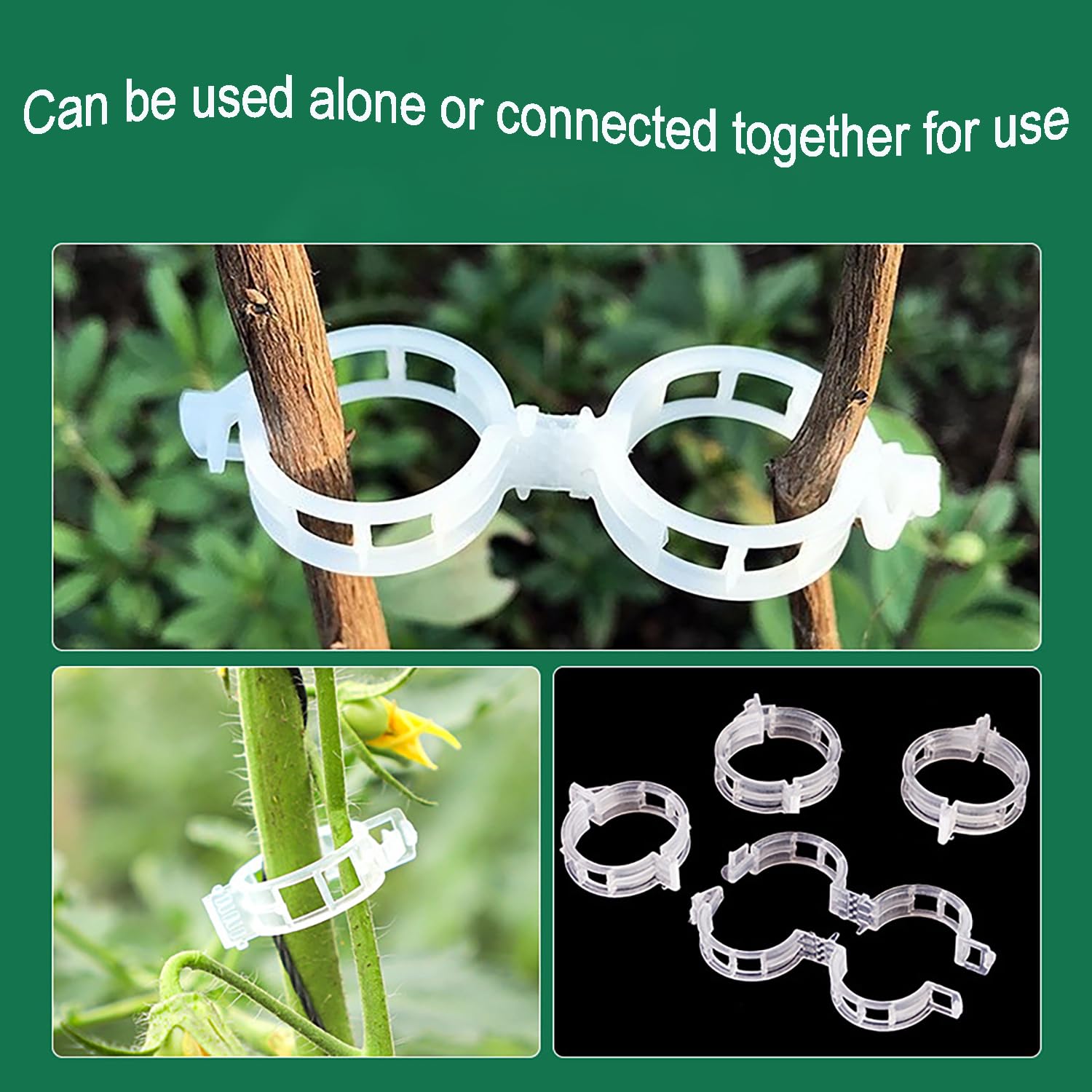 Plastic Tomato Clips, 2025 Upgrade Secured Plant Support Clips for Climbing Plant, Plastic Trellis Clip for Fixing Stem and Vine (300PCS)