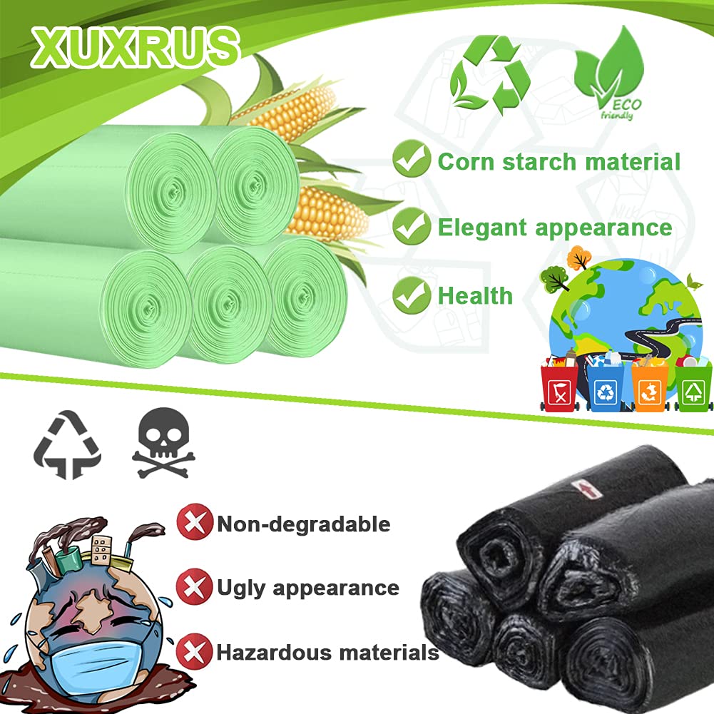 XUXRUS Food Wast Bags 10 litres Small Garbage Bags 3 Gallon Trash Bags for Kitchen 200Bags