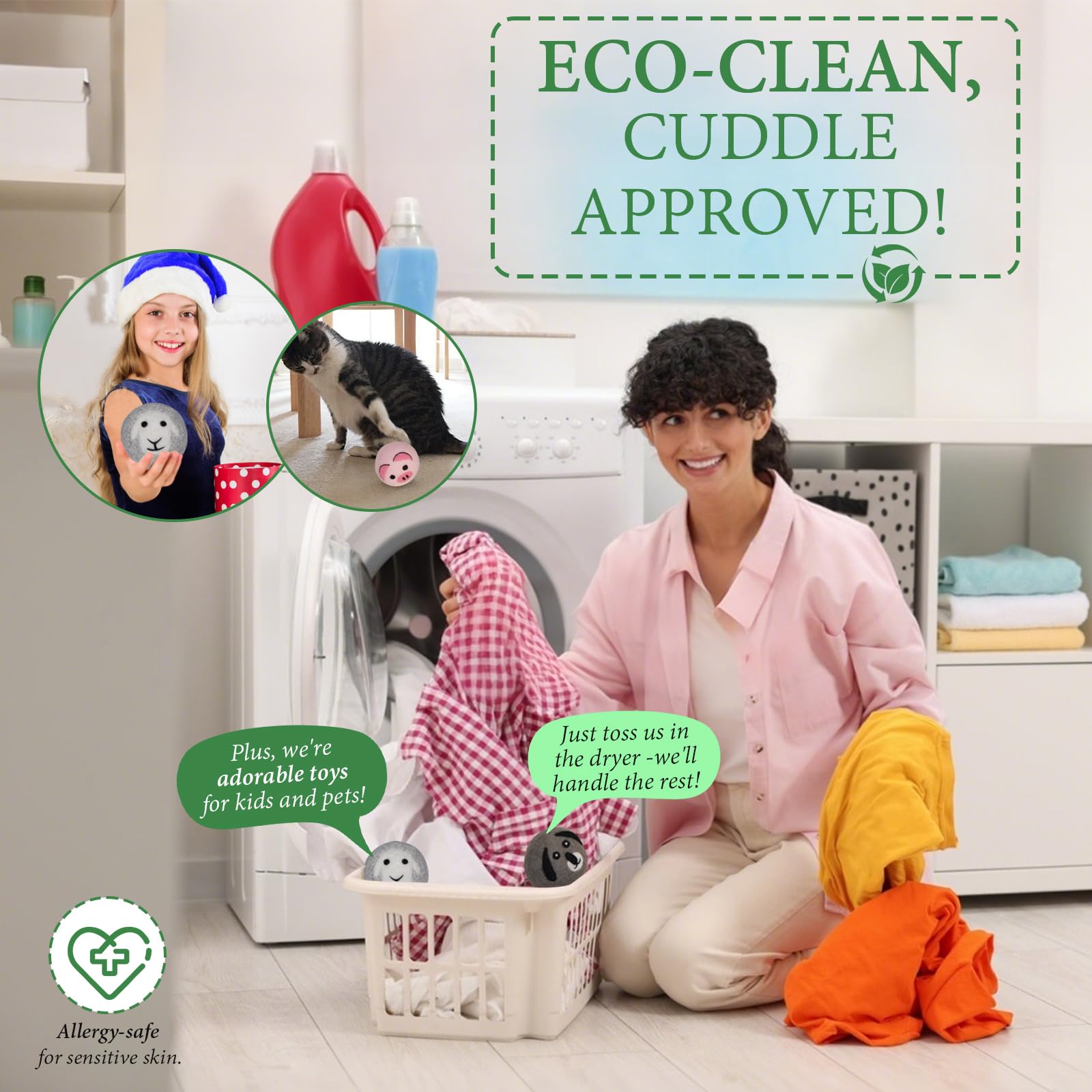 Wool Dryer Balls-XL 6Pack Eco Dryer Balls-Dryer Balls Laundry Reusable-Softens Laundry Naturally-Reduces Drying Time & Static-No More Dryer Sheets-With Storage Bag