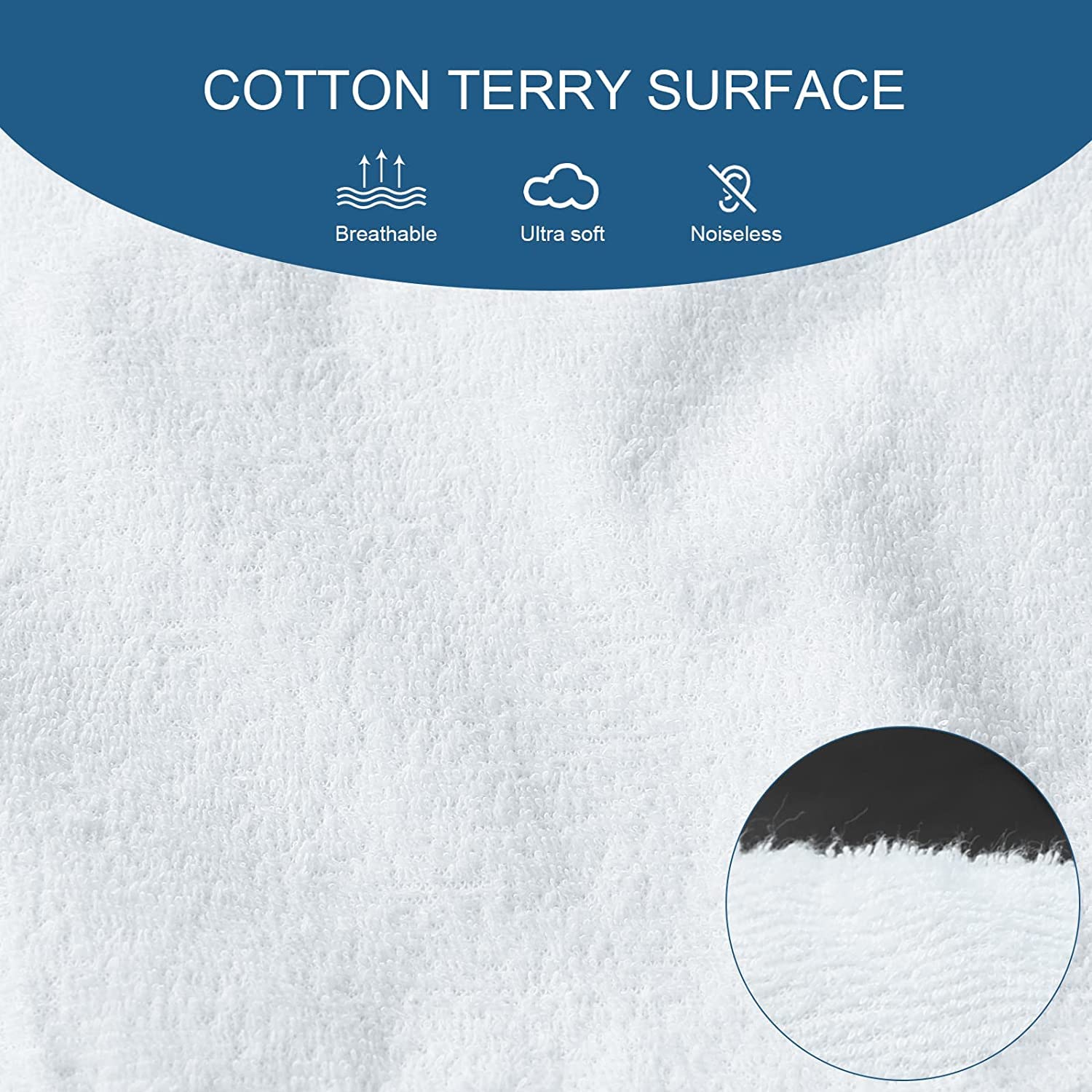 SPRINGSPIRIT 100% Queen Size Mattress Protector Waterproof Hypoallergenic Terry Mattress Cover, Ultra Soft and Breathable Queen Mattress Protector Noiseless, 18'' Depth Pocket (60 x 80inch)