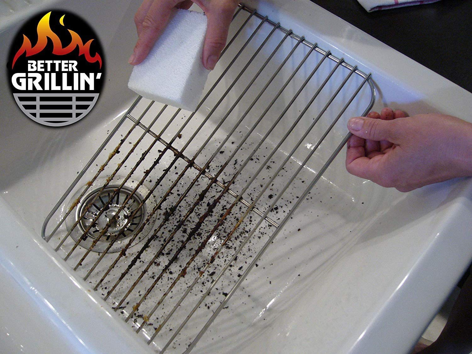 Better Grillin Scrubbin Stone Grill Cleaner-Scouring Brick/Barbecue Grill Brush/Barbecue Cleaner for BBQ, Griddle, 4pk