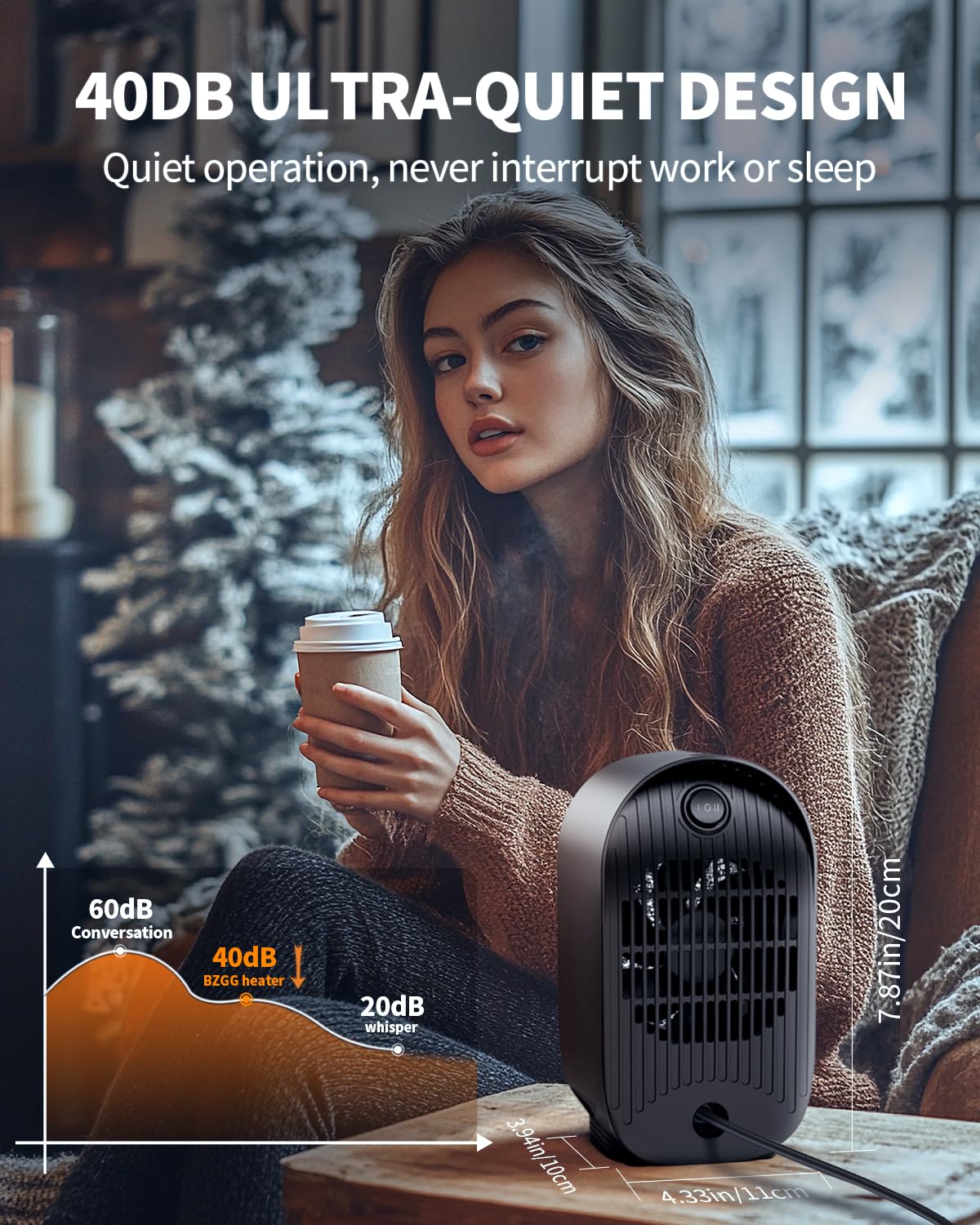 Space Heater, Portable Small Heaters for Indoor Use, Electric Desk Heater with Overheat and Tip-Over Protection, Mini Personal Heaters for Home Office Workspace