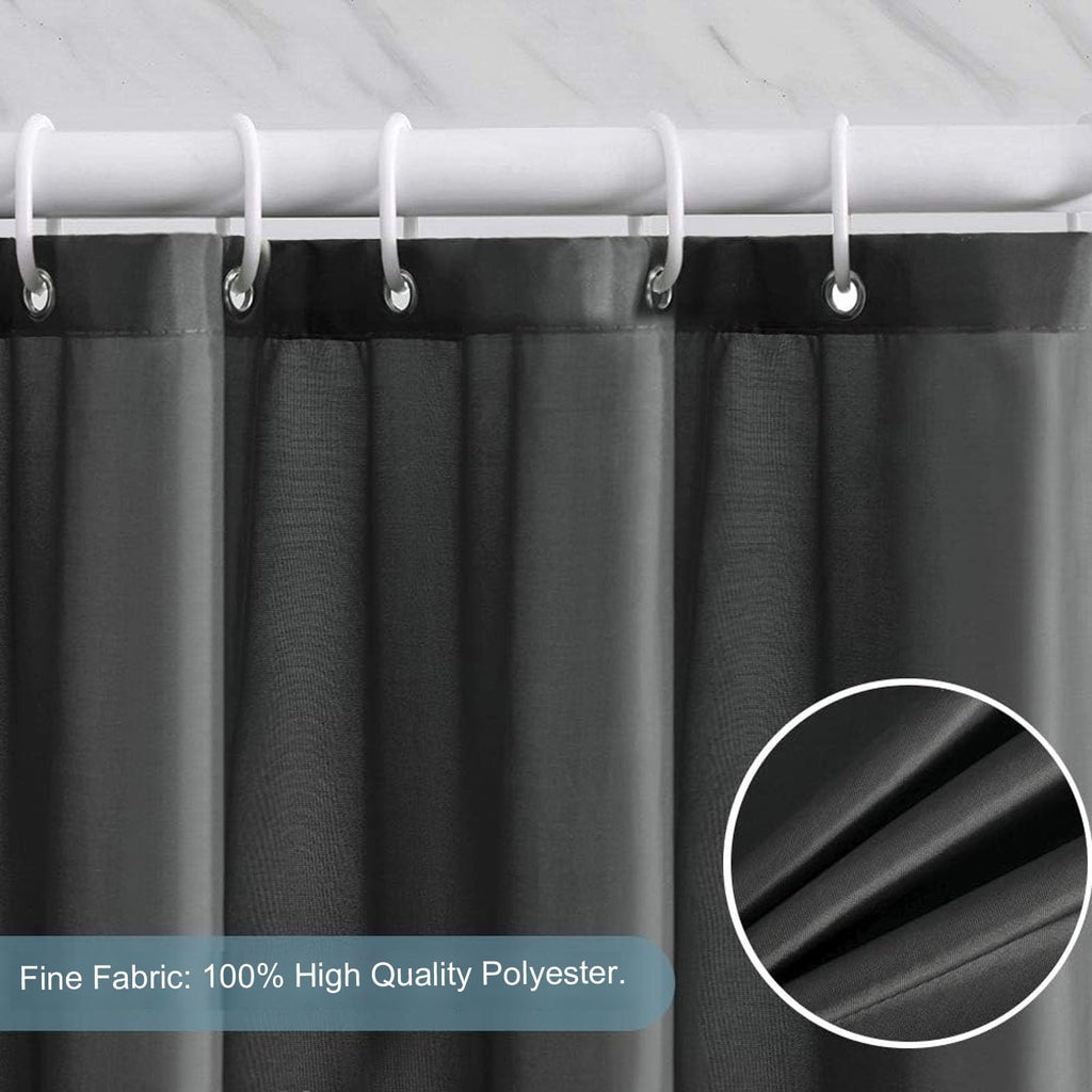 Keliniz Fabric Black Shower Curtain Liner 72x72 Inches Long,Washable Soft Cloth Bathroom Curtain with 12 Hooks, Decorative Luxury Spa Shower Liner,Water Repellent,Wrinkle-Free, 183x183CM