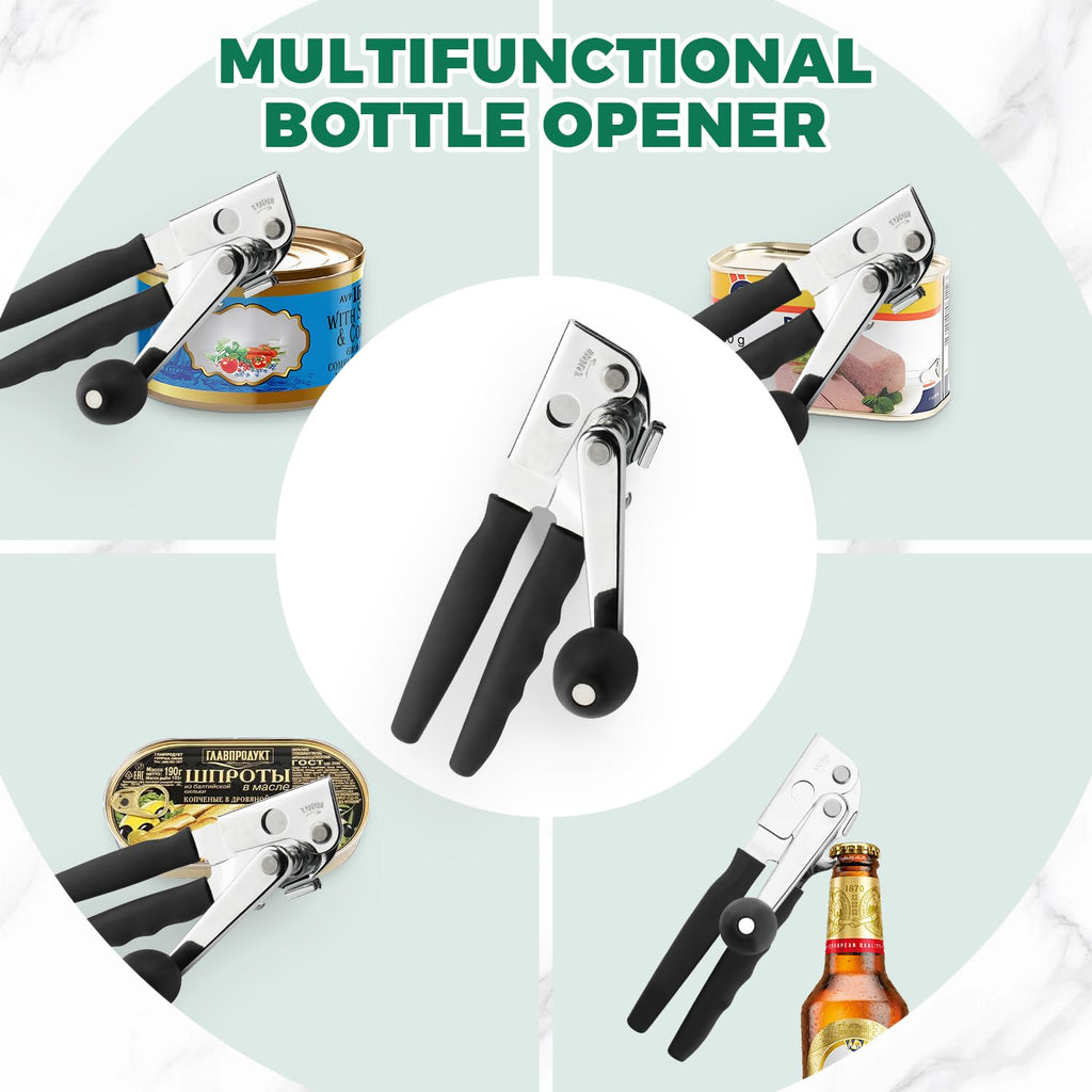Roryimke Commercial Manual Can Opener Heavy Duty Stainless Steel Handheld Can Opener Extra-Long Handles Can Opener for Seniors for Kitchen Restaurant for Big Cans