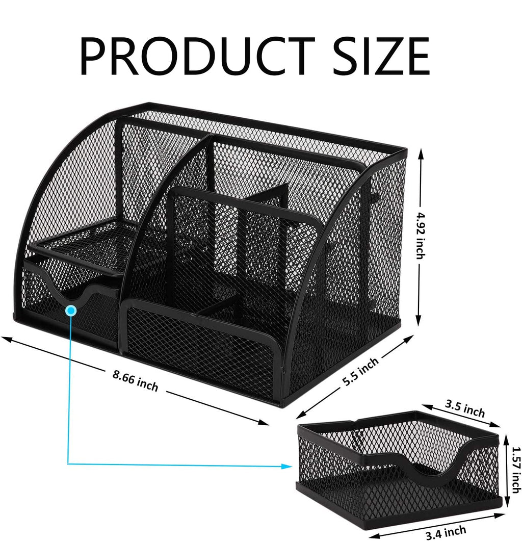 Gonice Mesh Desk Organizer, Pen Holder for Office Supplies and Desk Accessories, Desktop Organizer for Home,Office and School, Black