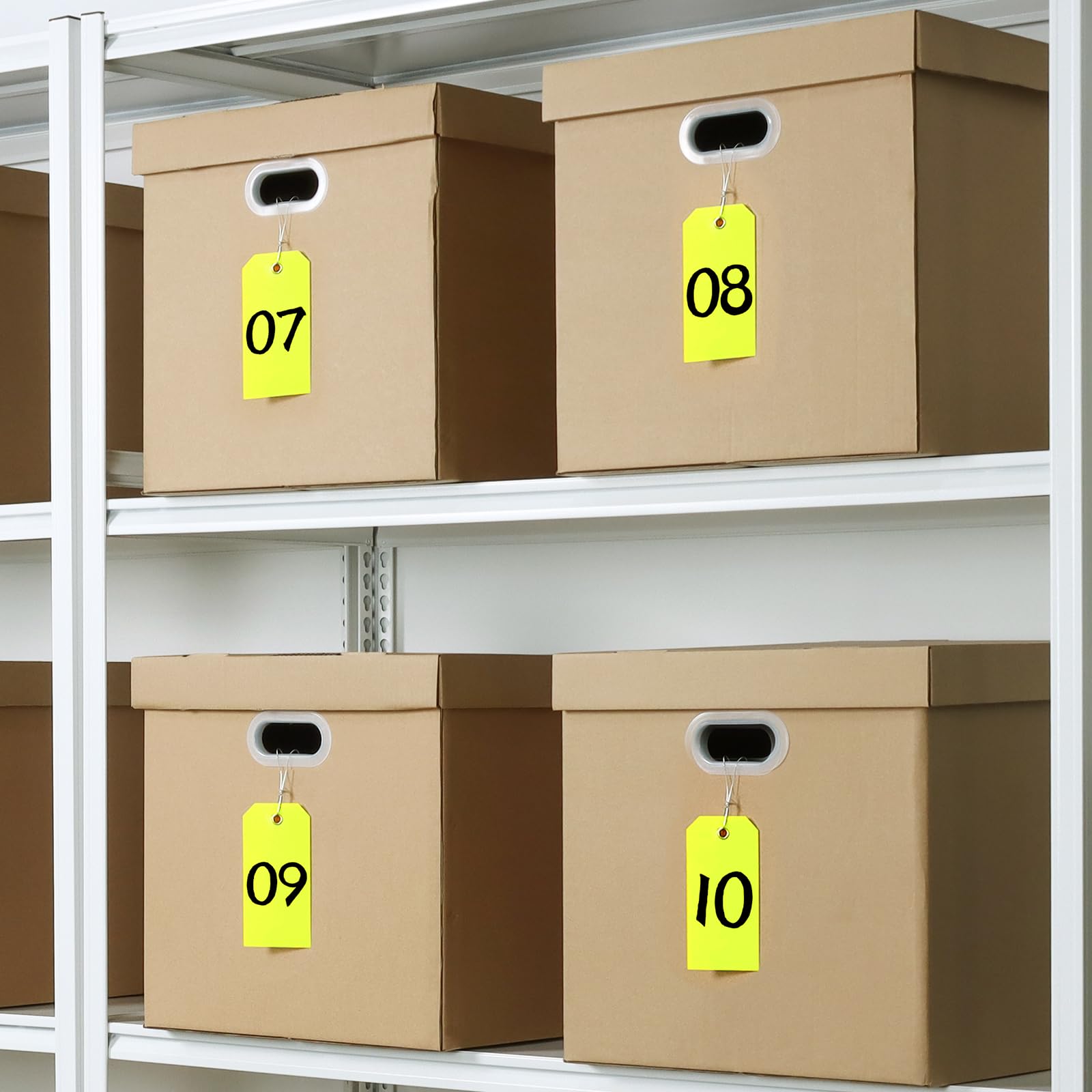 XUWAIDSGN 100Pcs Yellow Plastic Shipping Tags, 4 3/4" x 2 3/8", Writable, Durable, Waterproof (100, Yellow, 6 1/4" x 3 1/8")