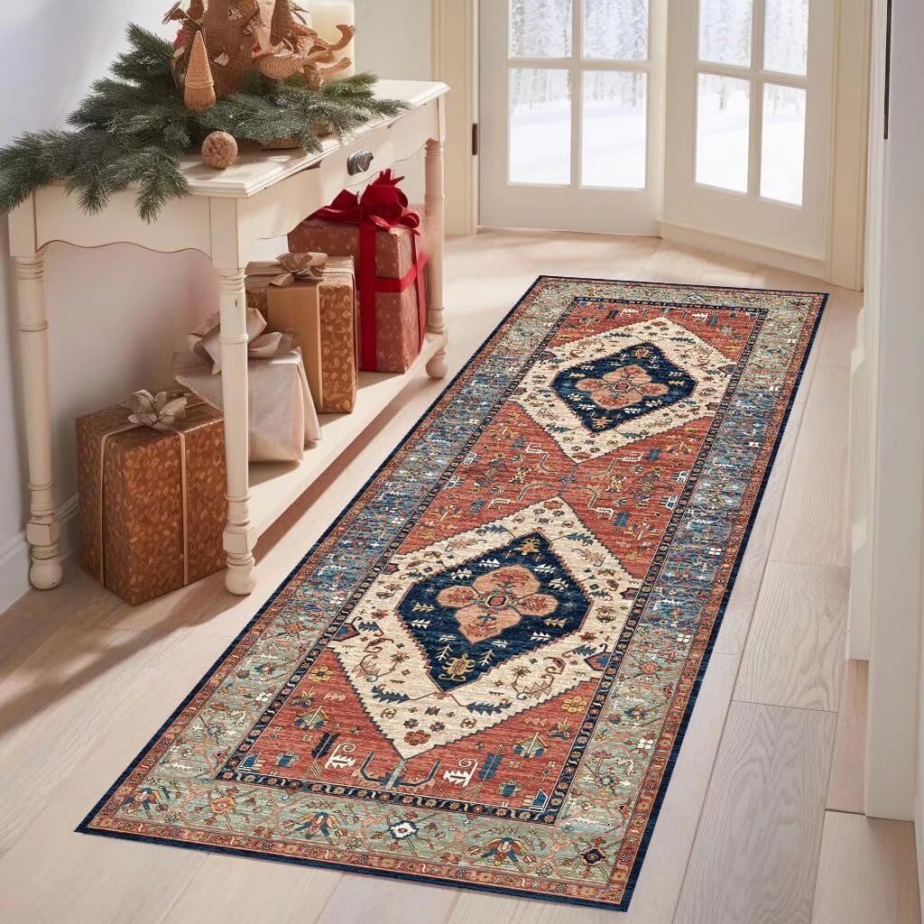 Grosrues Hallway Runner Rug 2'x6' Washable Non Slip Area Carpet - Soft Throw for Bedroom, Water Absorbent Entryway Rug - Indoor Entrance Floor Mat for Kitchen Laundry Room