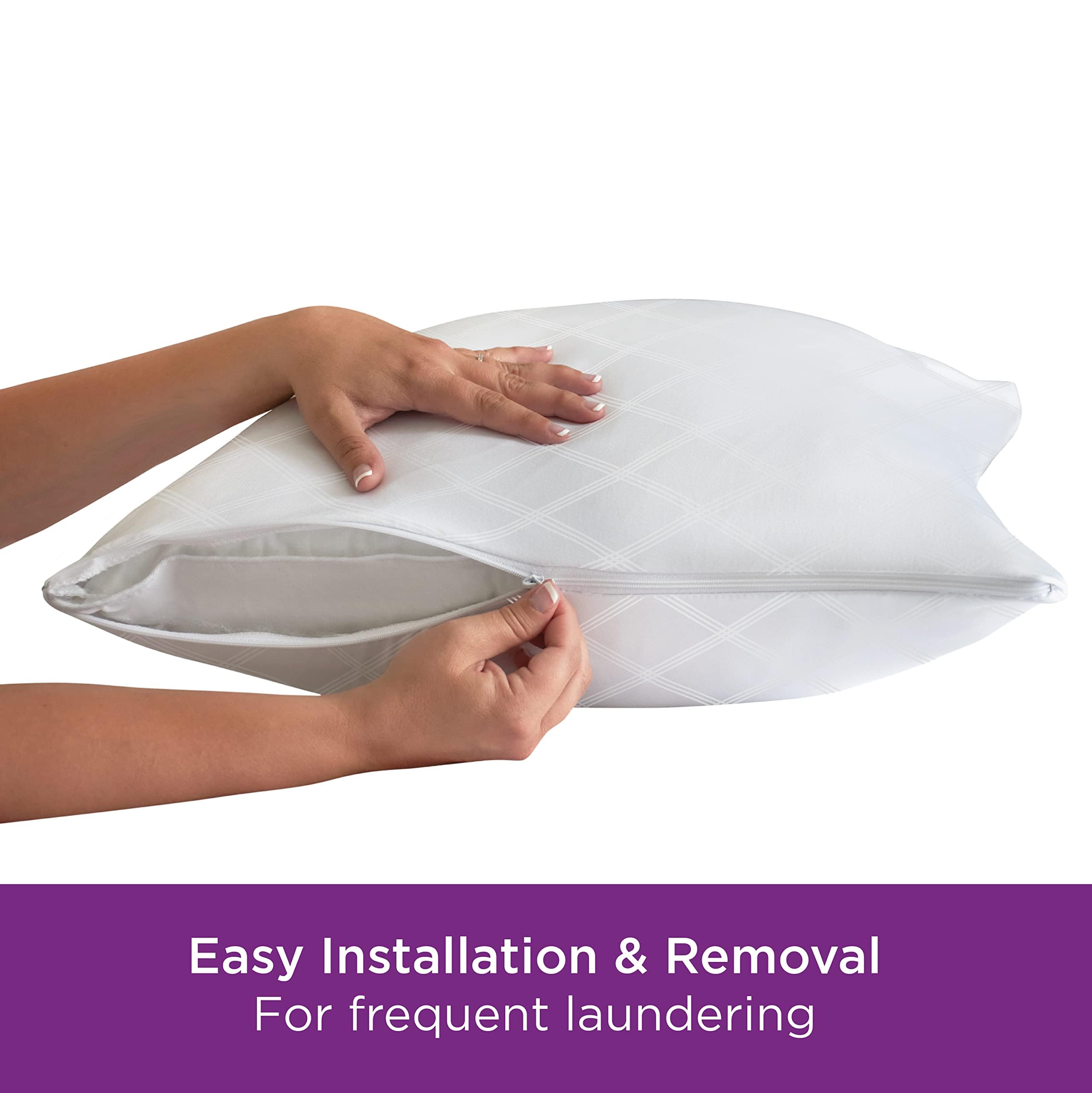 Set of 4 Standard/Queen AllerEase Pillow Protectors - Temperature Balancing, Allergist Recommended - Premium Breathable, Zippered Protectors