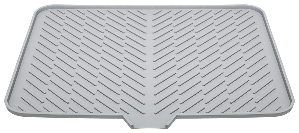 Luxet Silicone Dish Drying Mat with Built-in Drain Lip - Hygienic Drying Pad - Sturdy Compact Easy to Clean Tray Protects Surfaces Prevents Water Build Up - 23 X 17 (Grey)