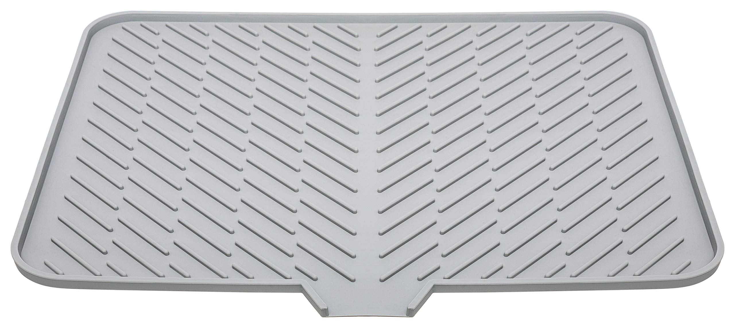 Luxet Silicone Dish Drying Mat with Built-in Drain Lip - Hygienic Drying Pad - Sturdy Compact Easy to Clean Tray Protects Surfaces Prevents Water Build Up - 23 X 17 (Grey)