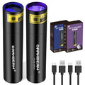 DARKBEAM UV Flashlight 365nm Light and 395nm Blacklight, Mini Powerful Woods Lamp USB-C Rechargeable, LED Ultraviolet Flashlights Pet Urine Detector for Rock, Uranium Glass, Resin Curing, 2 Pack