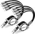 MINLU 4ft/1.2m 4-in-1 Retractable Multi Charging Cable, 4A, 2Pack, Compatible with iPhone, iPad, Samsung, Android, USB Type C/Micro USB, Gray