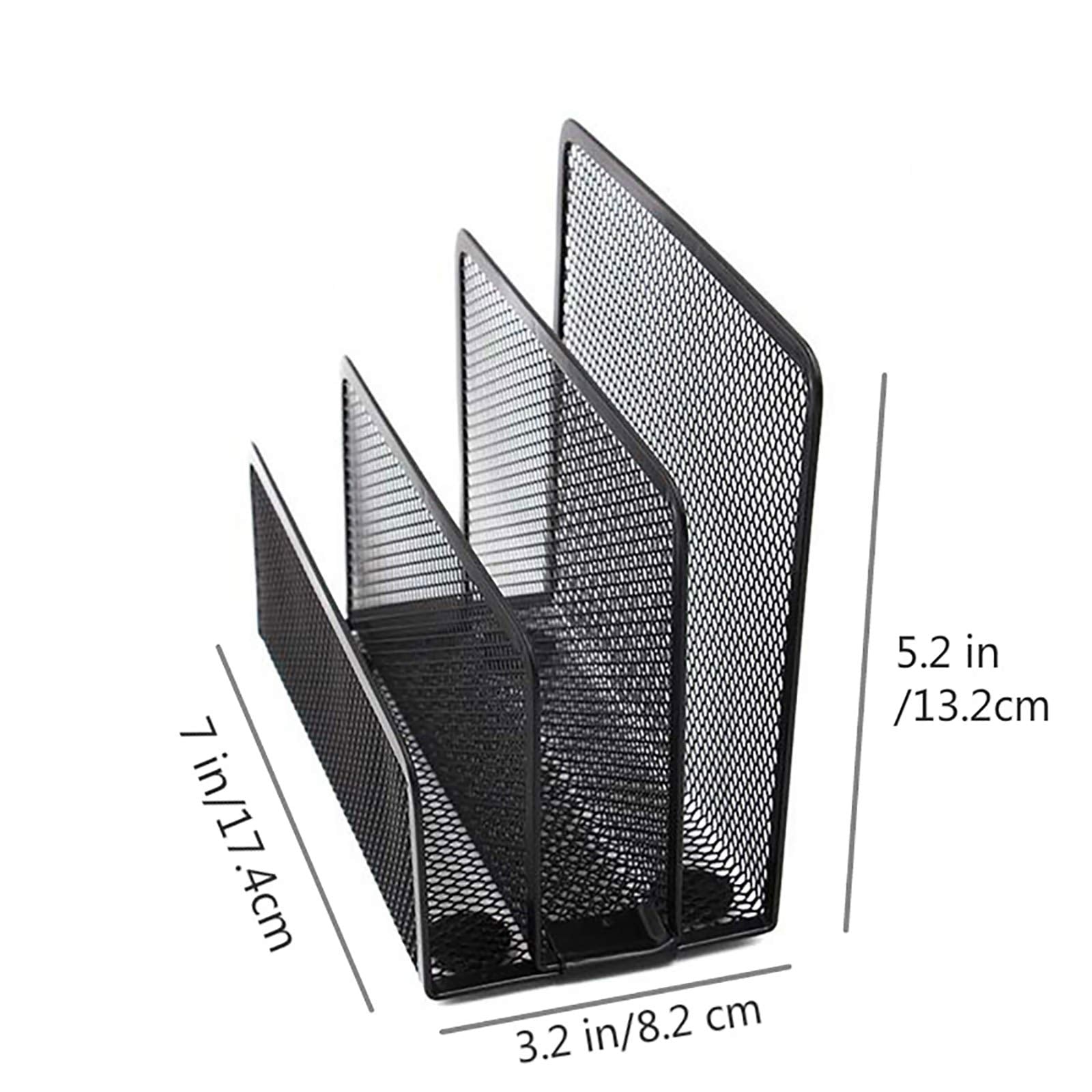 VANRA Small Letter Sorter Desktop File Holder Organizer Metal Mesh with 3 Vertical Upright Compartments (Black)