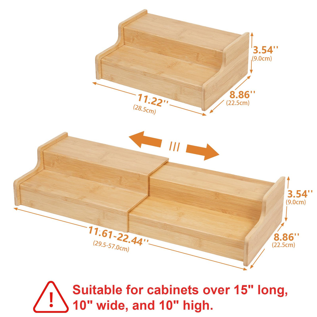 Hongtamoya 2-Tier Expandable Coffee Mug Holder, Countertop Station Bamboo Mug Cup Rack Coffee Bar Organizer, Tea Cups Stand for Cabinet, Multi-functional Mug Holder Shelf for Kitchen, Home