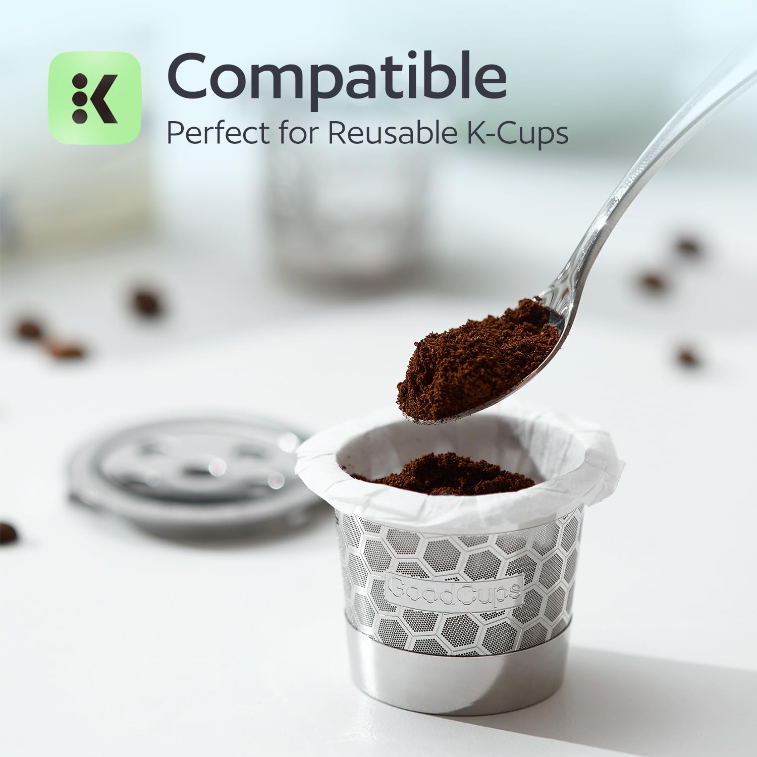 GoodCups Disposable Paper Filters for Reusable K-Cup Pods – 300 Count, Biodegradable Coffee Filters for Keurig Brewers, Easy Cleanup & Smooth Taste