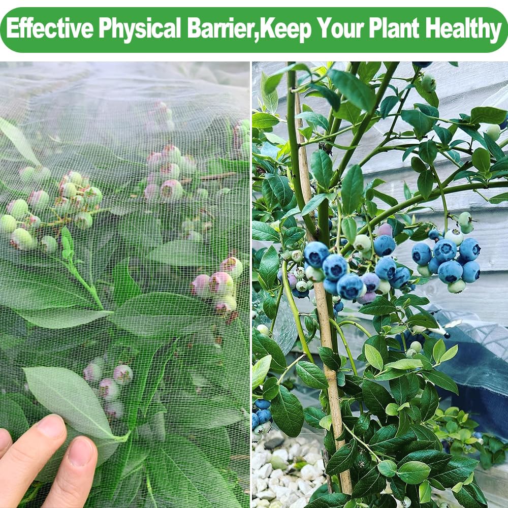 Garden Insect Mesh Netting 6.6ft x 32ft (2m x 10m), Wohohoho 1mm Ultra Fine Mosquito Netting Bug Netting Bird Netting Insect Barrier, 60 Mesh per Inch Plant Cover for Gardening Vegetables Fruits Tree