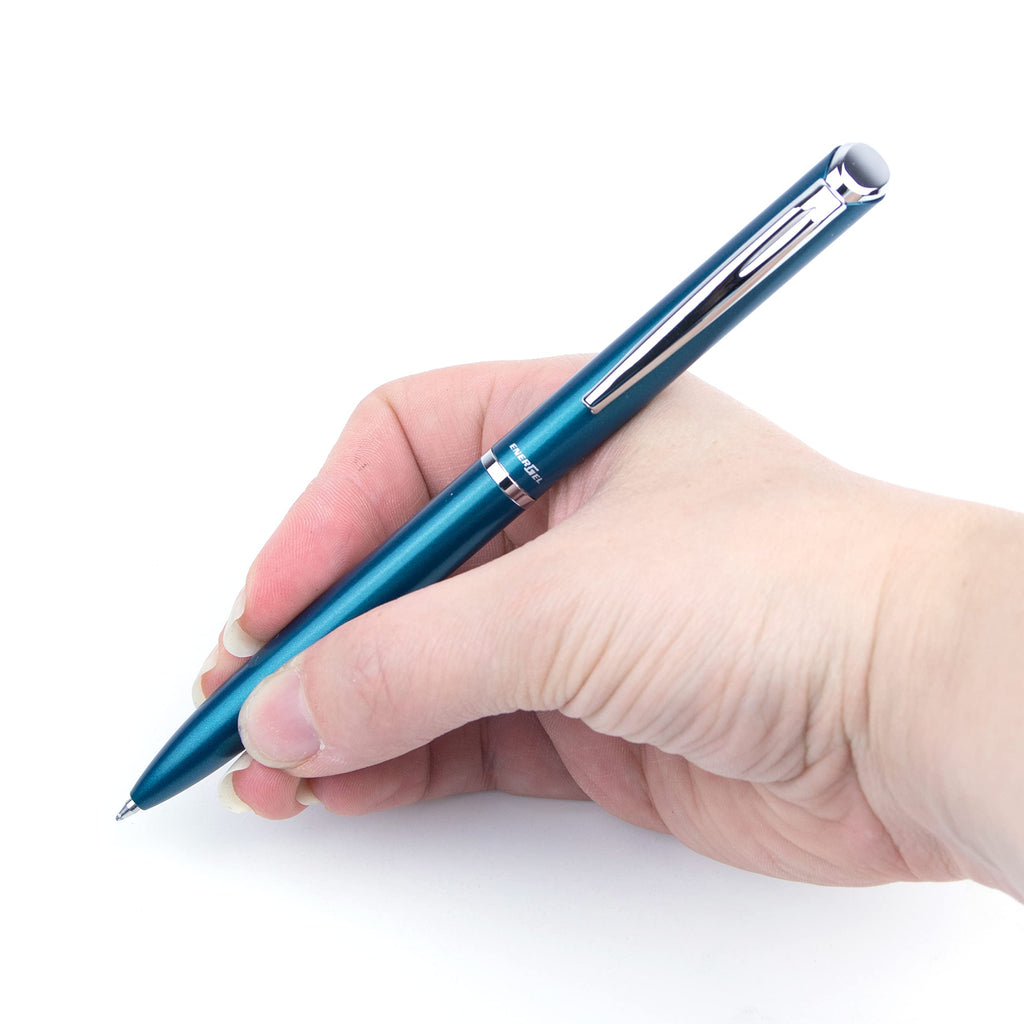 Pentel EnerGel Liquid Gel Retractable Rollerball Pen, Sky Blue Metal Barrel, Gift, Everyday Writing, Office Supplies, Black Ink, 0.7mm Medium Point, BL2007S-AE1, 1 Each Includes Gift Box