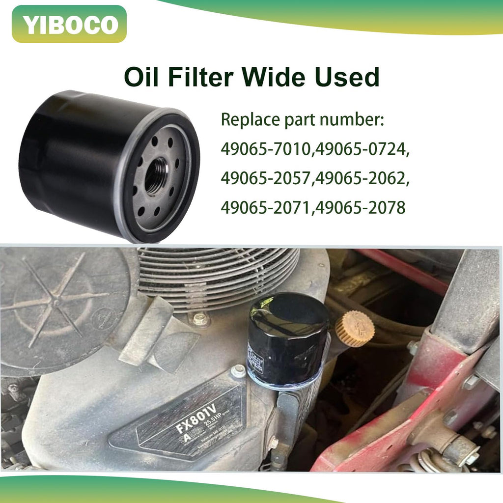 YIBOCO AM107423 AM116304 Oil Filter Replacement for John Deere 170 180 185 240 265 GX255 GX325, Kawasaki 16097-1069 49065-2060 49065-2068 Tecumseh 36262 36563 36961 (2 Pack)