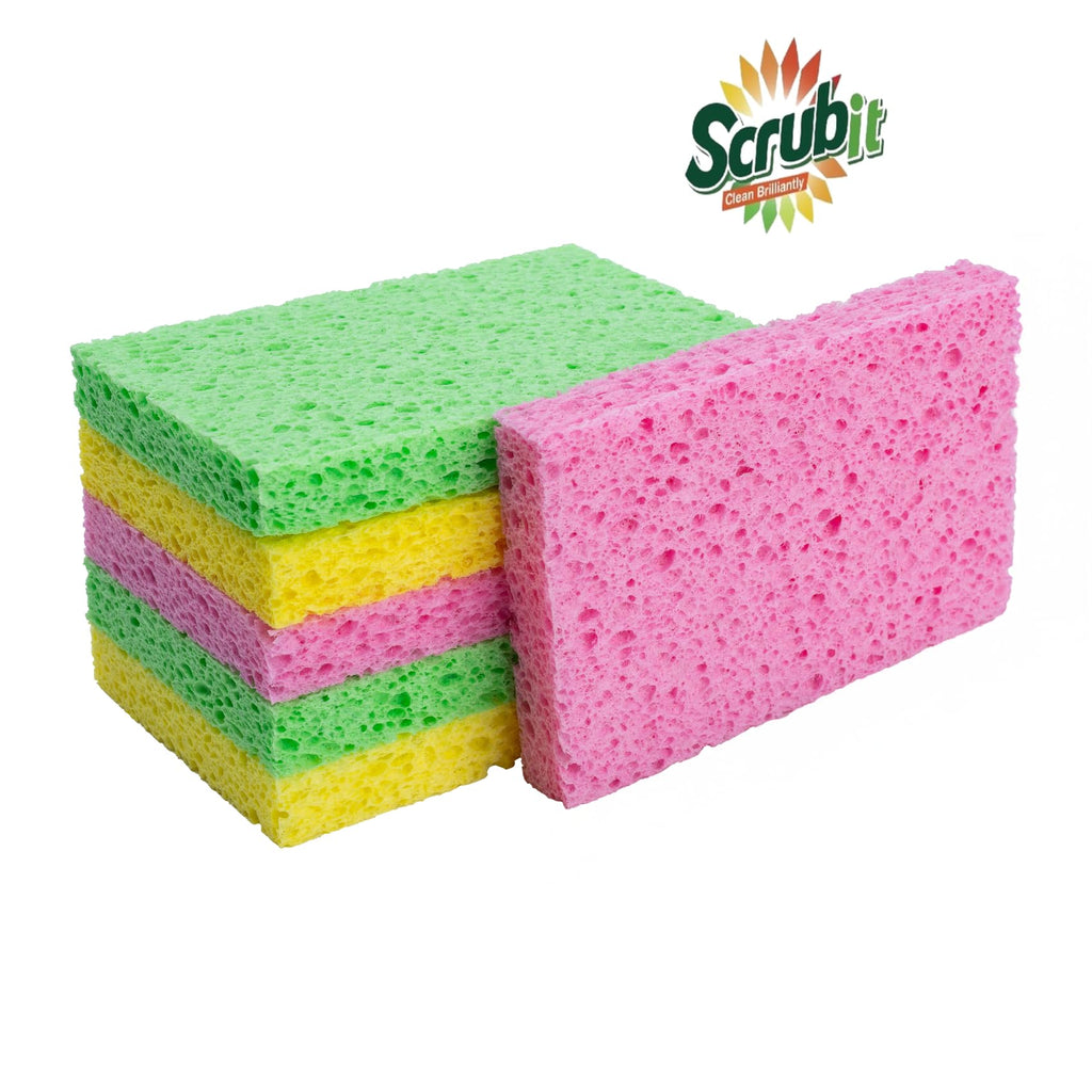 Cleaning Scrub Sponge by Scrub-it -Assorted Colors - Non-Scratch Kitchen Dish Sponges-12 Pack
